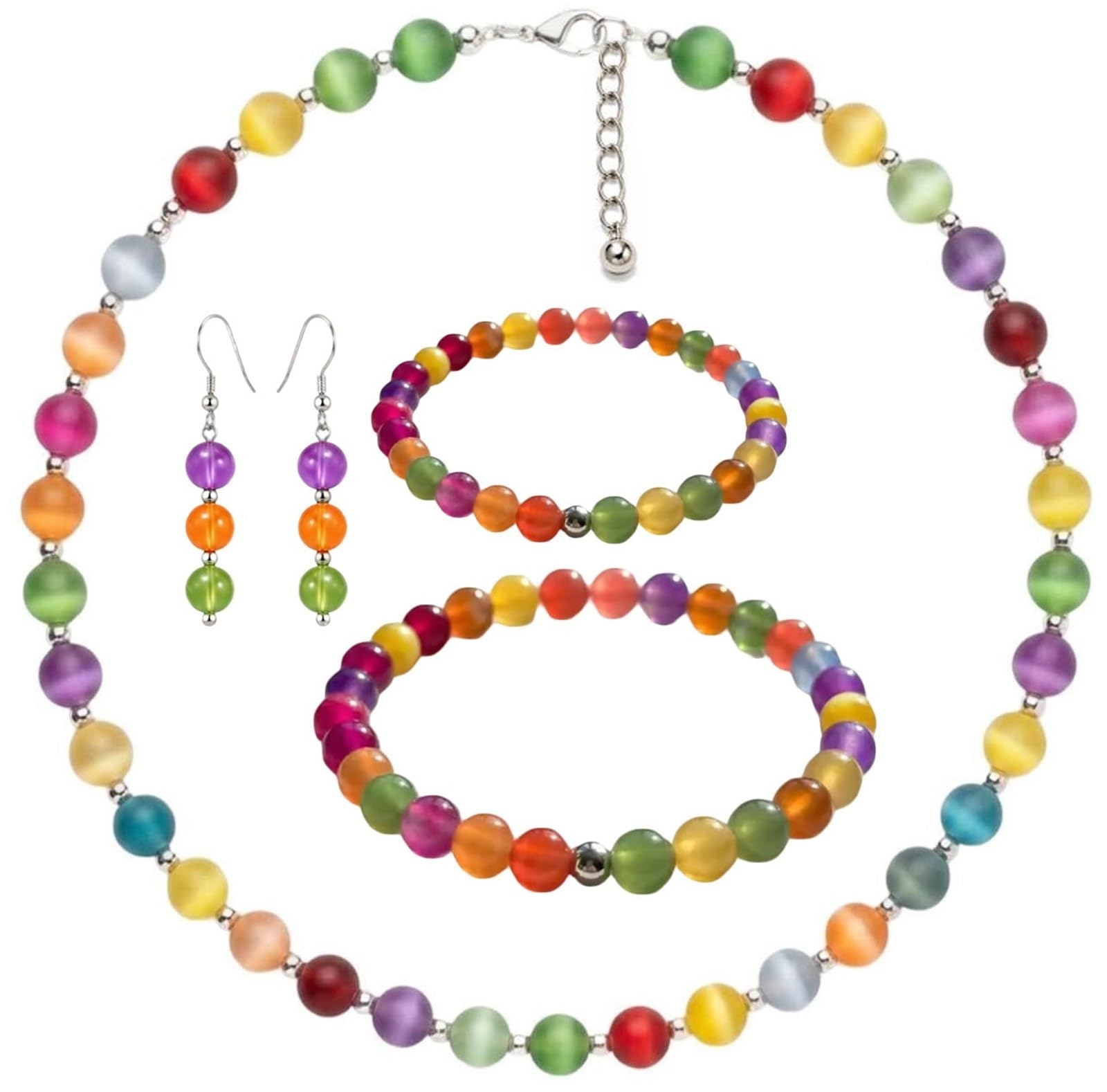 Dopamin-Halskette, Dopamin-Regenbogen-Perlen-Halskette, Bunte UV-reaktive Perlenkette, Sonnenlicht-Farbwechsel, Strand-Reise-Festival