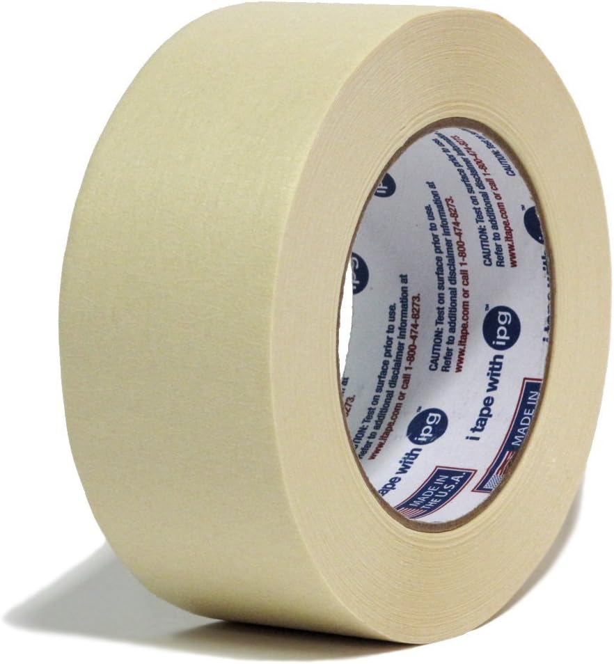 24 Rolls Intertape 513 Utility Grade Paper Masking Tape - 2 Inch X 60 Yards - Natural Beige Color - 24 Rolls per case