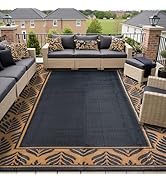 HUGEAR Outdoor Plastic Rug 6'x9' Waterproof Camping Carpet Outside Area Rug Reversible Brown Rugs...