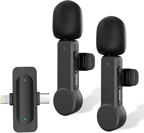 Miniatura 7 de NPTCL Paquete de 2 micrófonos Lavalier USB C Wireless Lav Mic para teléfono Android, cancelación de ruido, mini micrófono de solapa tipo C para
