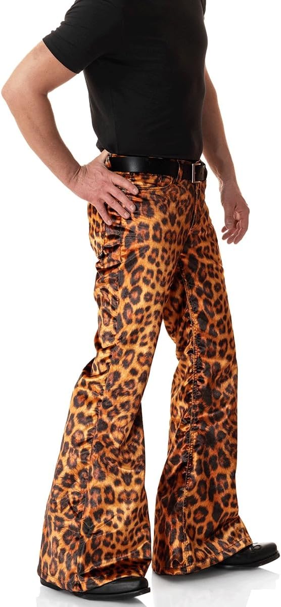 Men's Velvet Relaxed Vintage 60s 70s Bell Bottom Stretch Fit Classic Comfort Flared Flares Retro Leg Disco Pants