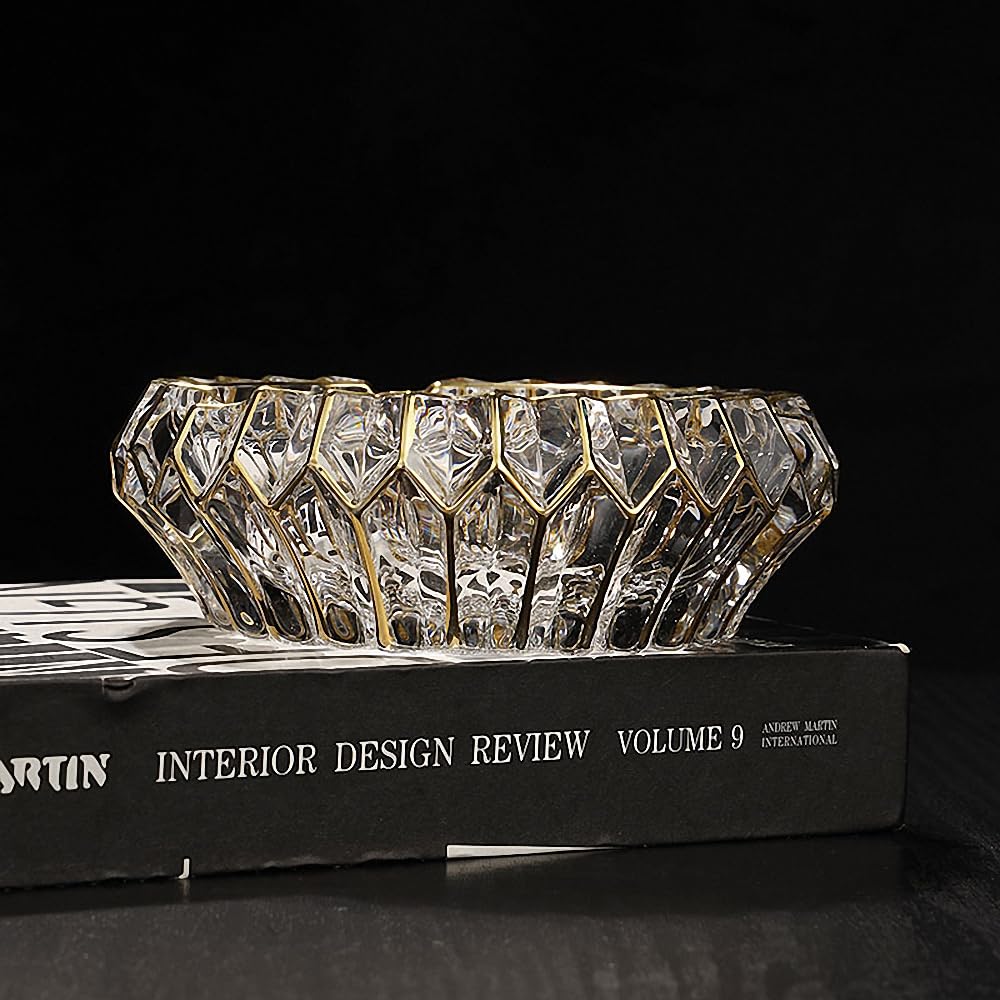 Bol décoratif en cristal doré peint à la main 14 cm