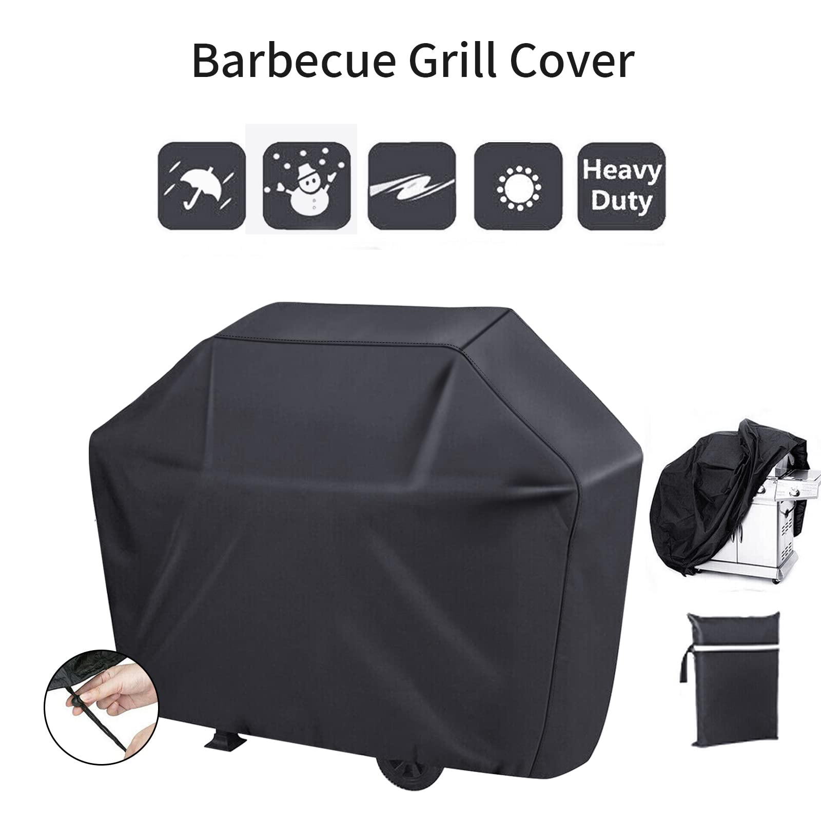 Grillabdeckung 150x125x100 Cm Wasserdicht – Oxford-Stoff, Winddicht, Mit Aufbewahrungstasche, Schwarz