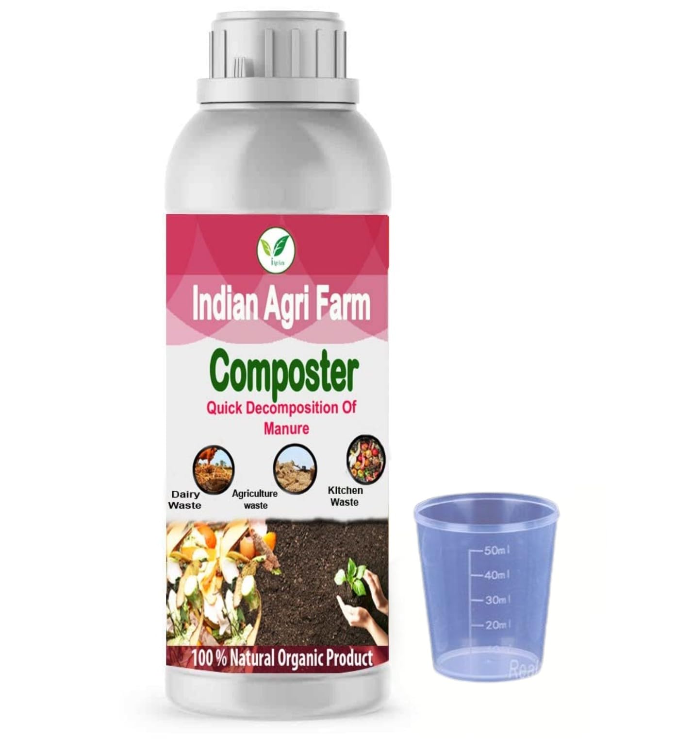 Iagrifarm Quick decomposition Liquid - 1 Liter with Measuring Cup 50 Ml - Biodegradation of Organic Waste into Compost
