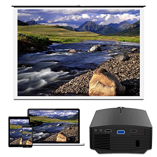 Smartphone Projector Vamvo Mini Portable Video Projector 1080P Support 1800 lumens 130" Screen USB/AV/SD/HDMI/VGA Input