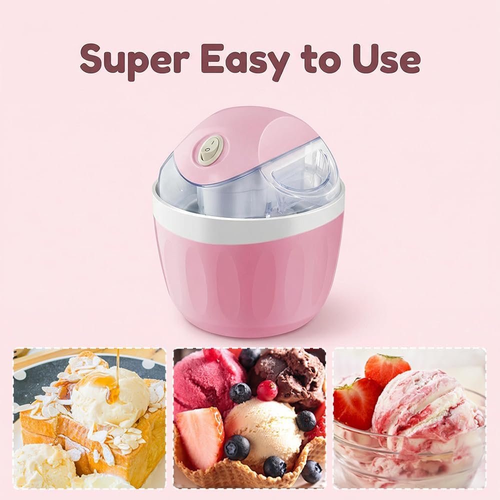 Mini Gelatiera, Piccola Macchina Per Dessert Personale Domestica Per Gelato, Sorbetto, Yogurt Gelato, Gelatiera Individuale, Mini Elettrodomestico Compatto Da Cucina Per La Casa Pink