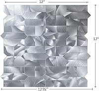 Vista 4 de XUANINY Azulejos de metal para salpicaduras de 5 hojas, autoadhesivas, múltiples formas, mosaico de aluminio 3D para decoración de cocina y baño