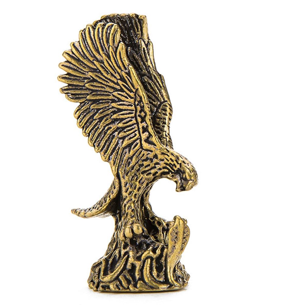 Zooeewly Small Brass Feng Shui Eagle Statue for Luck & Success, Vintage Simulated Animal Figurine, Miniature Eagle Craft Home Office Decoration Gift