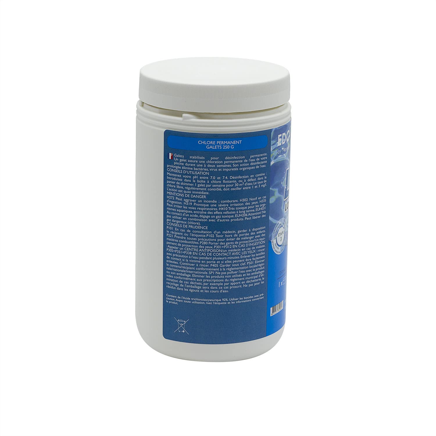 EDG by AQUALUX Chlore Lent Galets 250g - 1kg | Chlore Lent Stabilisé - Désinfection Régulière - Dissolution Lente + 10 Tests HPS OFFERTS 6 en 1