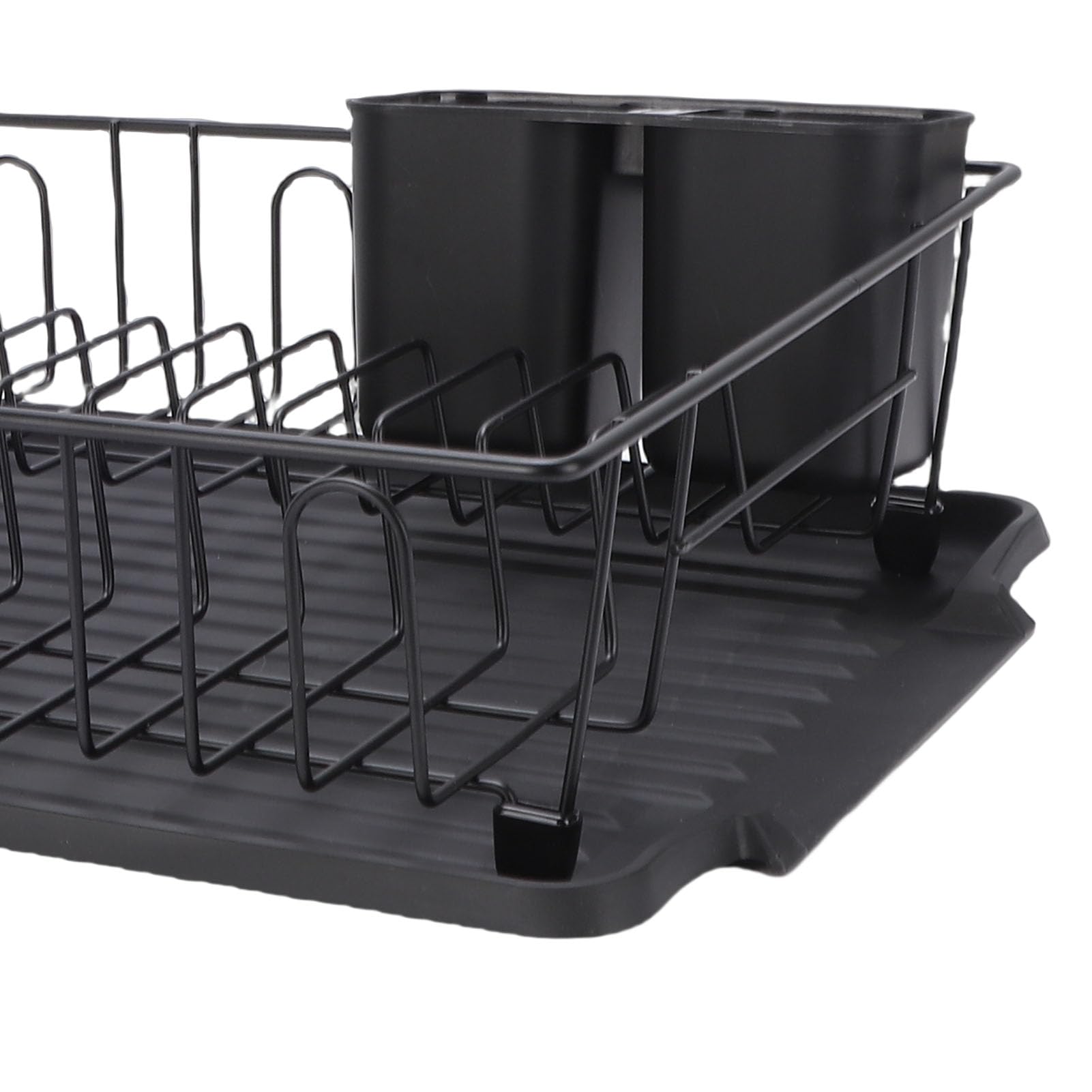 Cocoarm Geschirrtrockner, Abtropfgestell aus Eisendraht mit Abtropffläche aus ABS, 43 X 31 X 10 cm, Platzsparender Utensilienhalter für Teller, Schüsseln, Tassen auf der Küchentheke (Black)