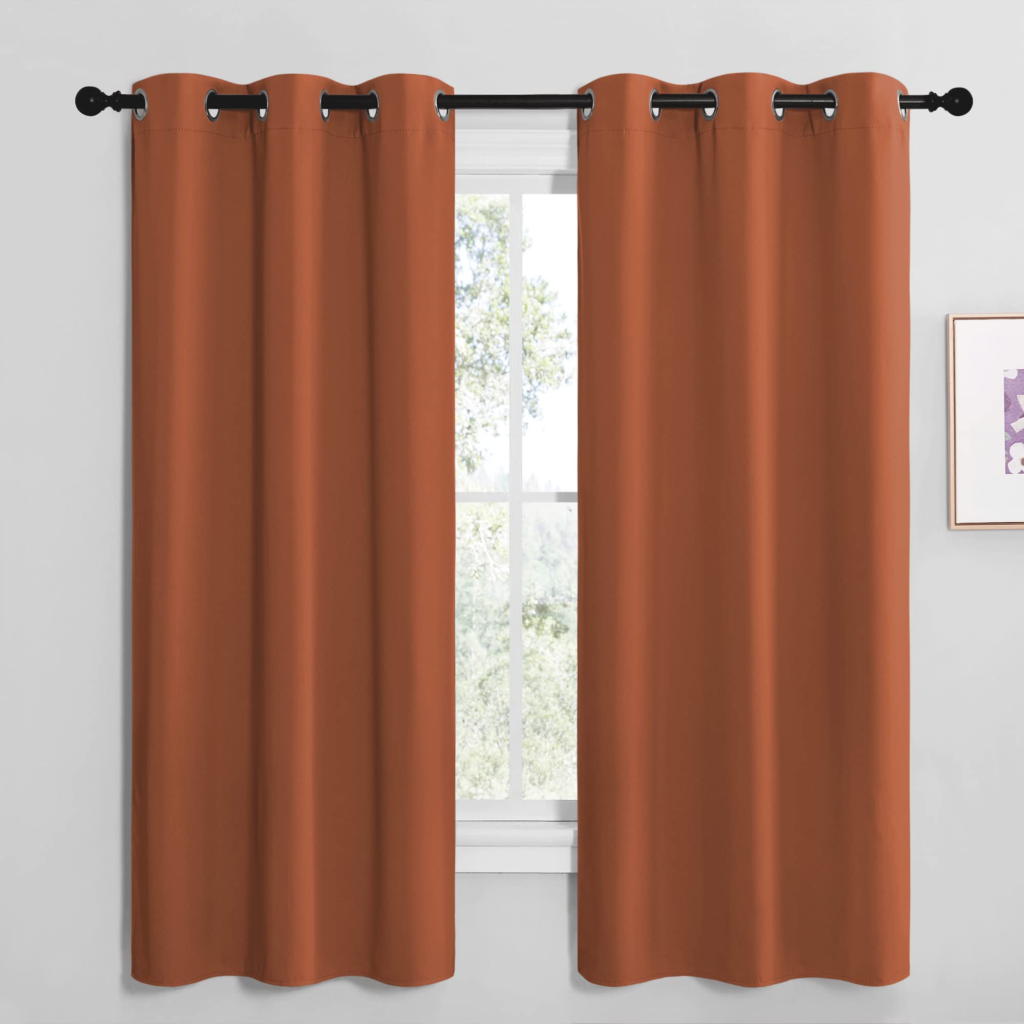 NICETOWN Bedroom Blackout Curtains 68 inches Long, Privacy and Thermal Insulated Blackout Drapes for Windows (Burnt Orange, 1 Pair, 42 x 68 inches)