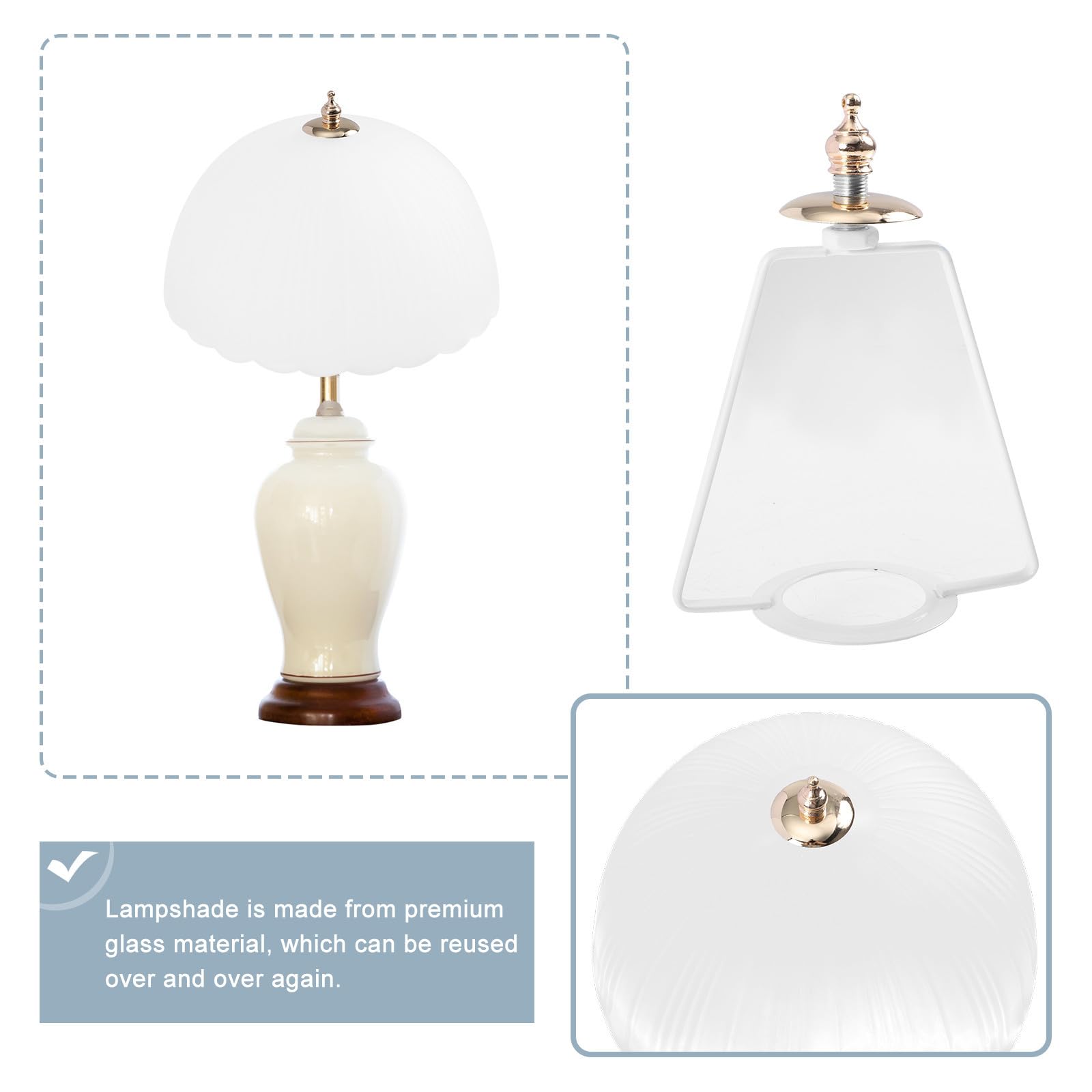 Mattierte Glasabdeckung für Tischlampe, 1 Stück, Weiß