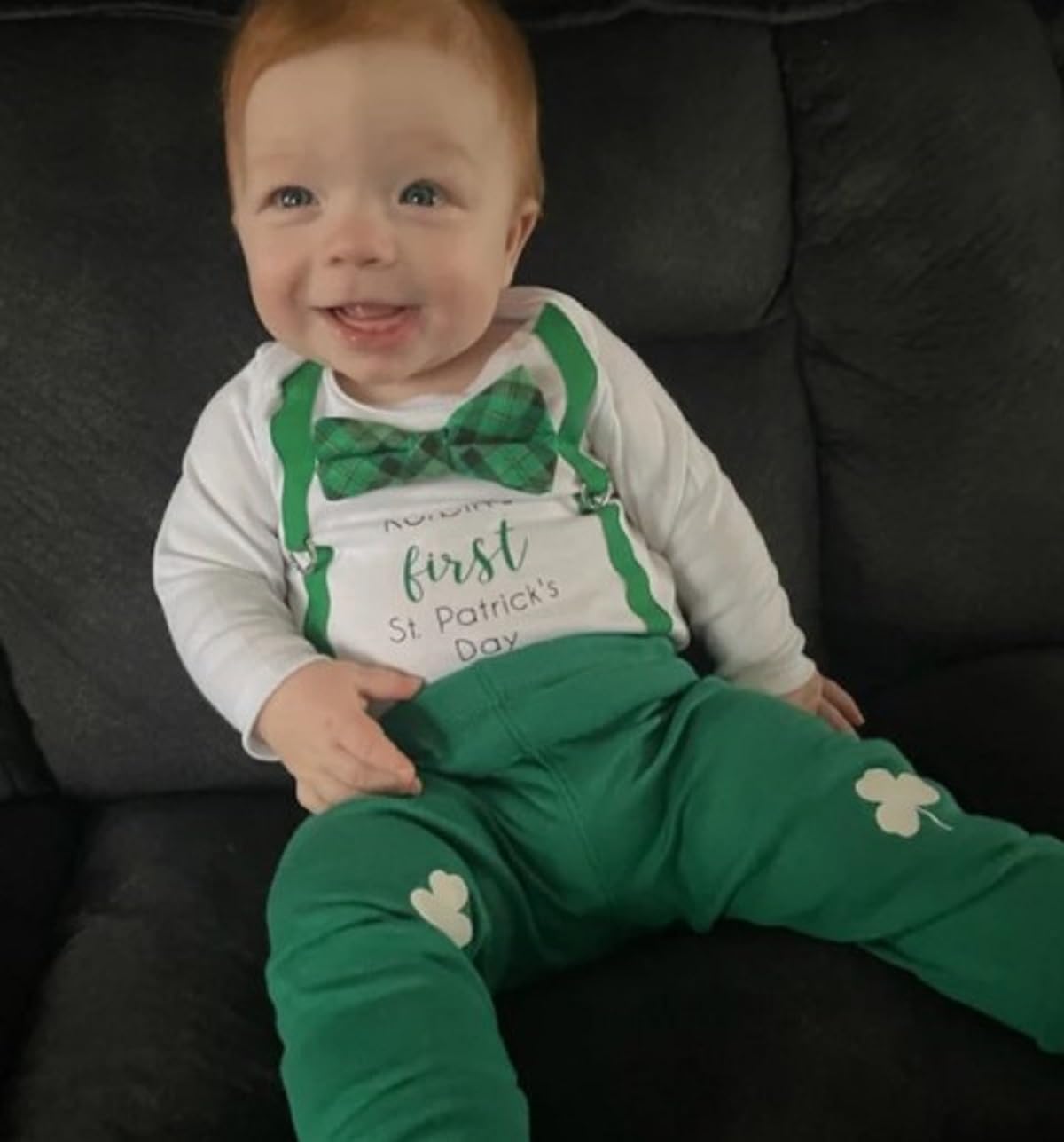 My 1st Easter Outfits Infant Baby Boy Short Sleeve Romper Bunny Onesie + Pants + Hat 3Pcs Clothes Set - Image 2