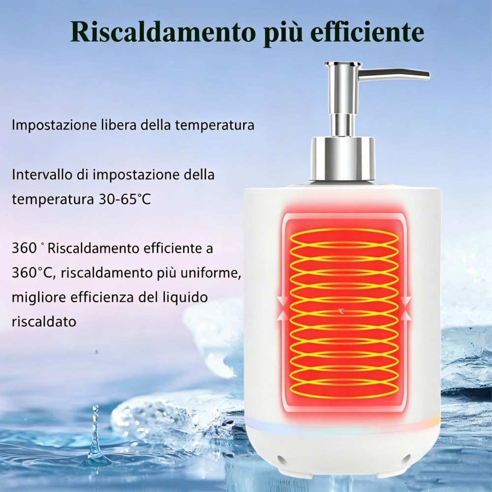 Olio da Massaggio con due distributori di olio Scaldacreme per Dispenser per flaconi spa e Scaldalozioni, Display LED, Scaldafiaconi per gel, Apparecchio Riscaldante per Saloni Bianco