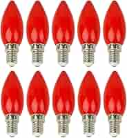 CYISONAL 10Pcs E14 Red Light Bulb Candle Bulb Buddha Lamps