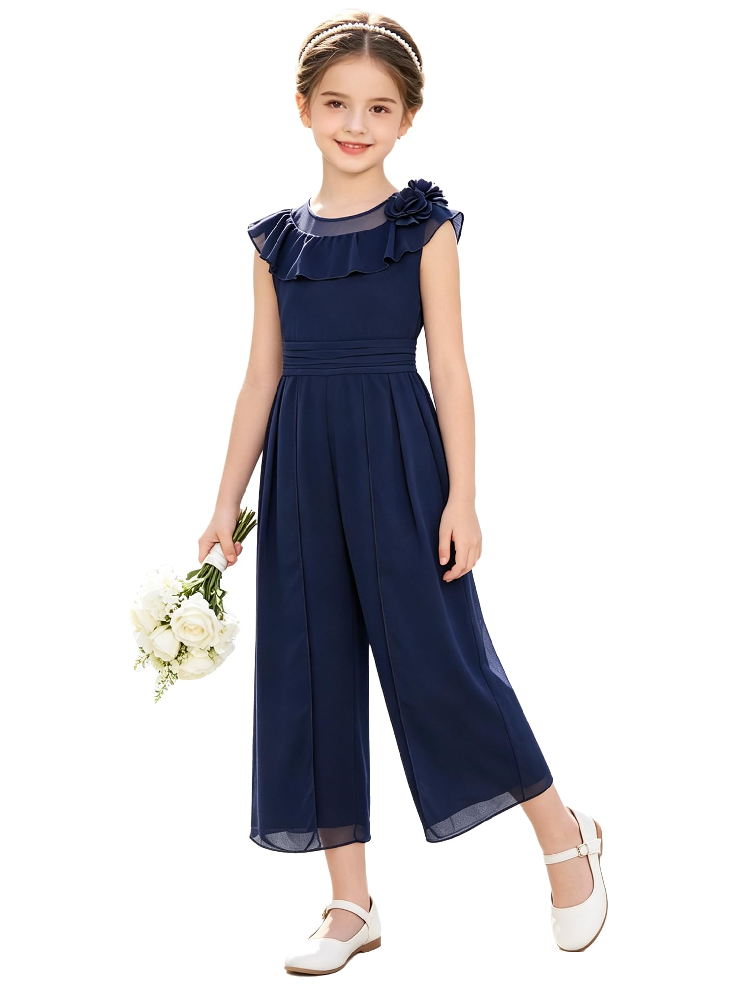Traje formal de niña azul oscuro para fiestas y bodas elegantes de 7-8 años 8