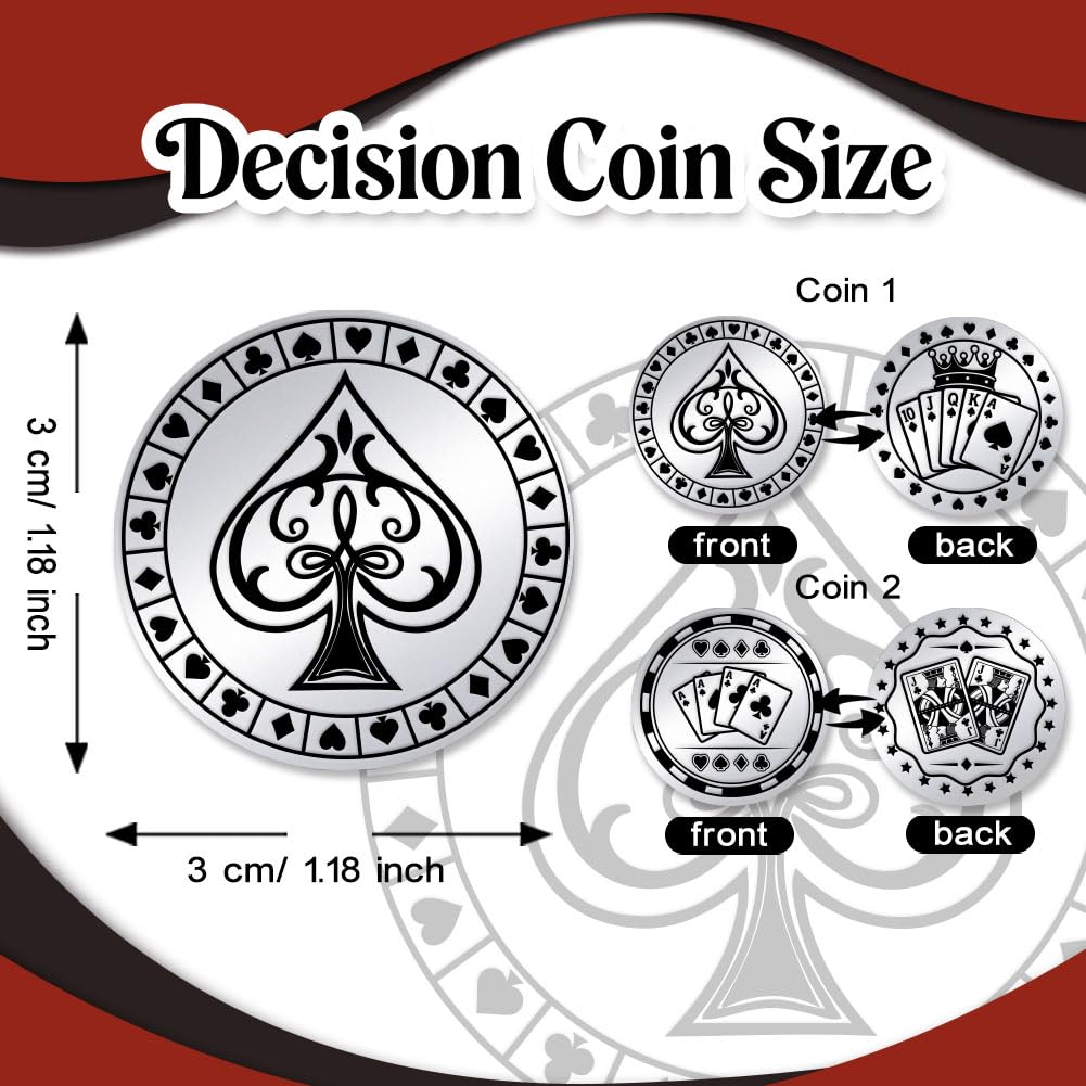 UNICRAFTALE 2Pcs Poker Card Protectors Coin Casino Lucky Coin Poker Card Guard Chip Stainless Steel Double Sided Decision Coins Las Vegas Souvenirs Pokers Player Accessories Gift for Men Women