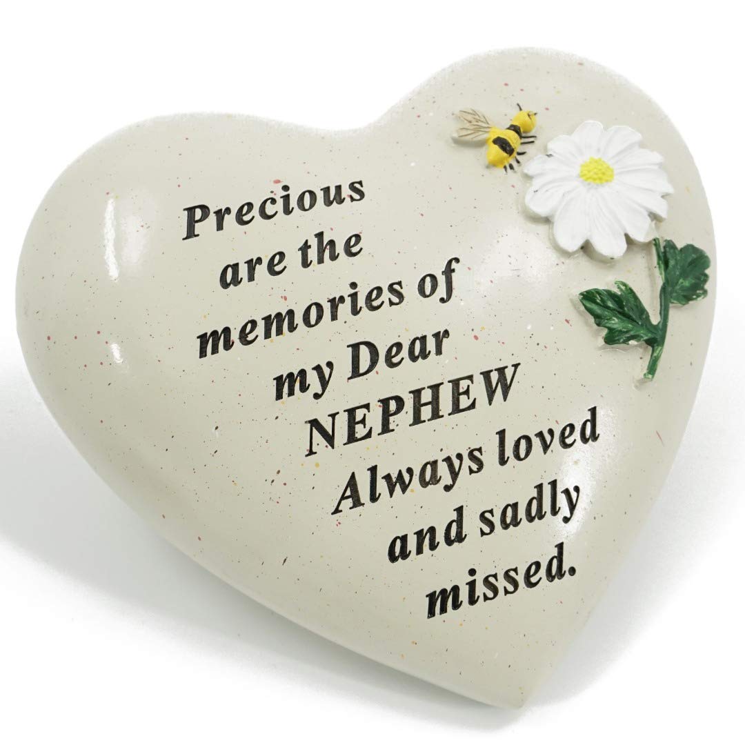 Special Nephew Daisy Flower & Bumble Bee Memorial Graveside Heart Plaque