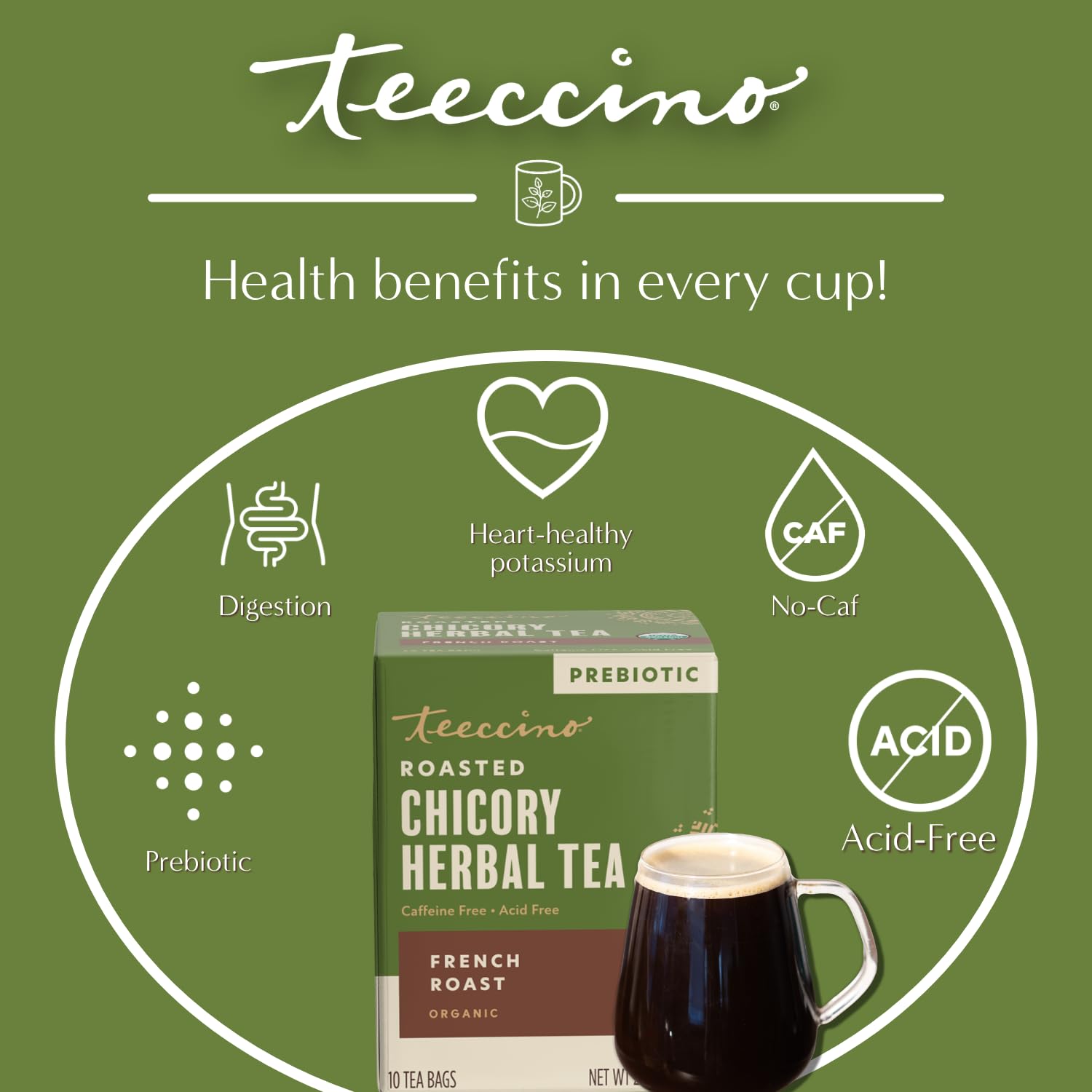 Amazon.com : Teeccino French Roast Herbal Tea - 10 Tea Bags - Rich