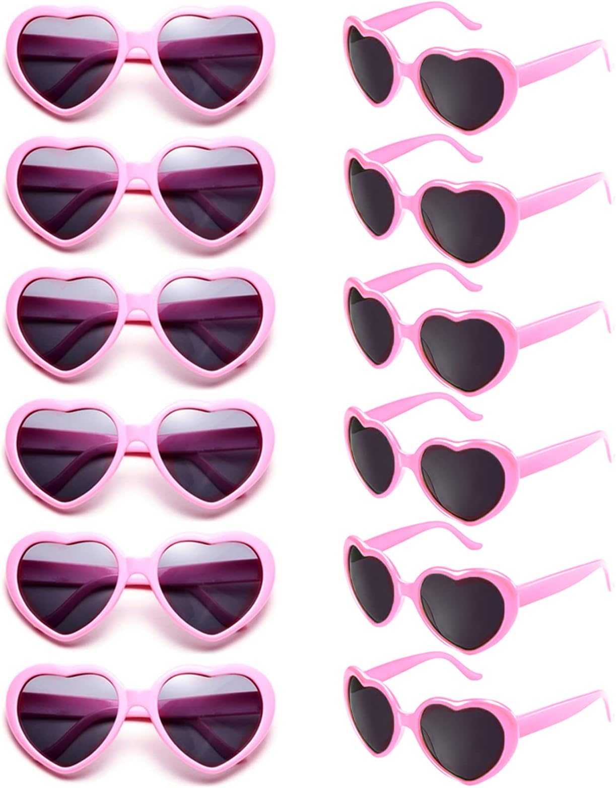 SUNOVELTIES12 Pack Neon Colors Heart Shape Party Favors Sunglasses Unisex Wholesale
