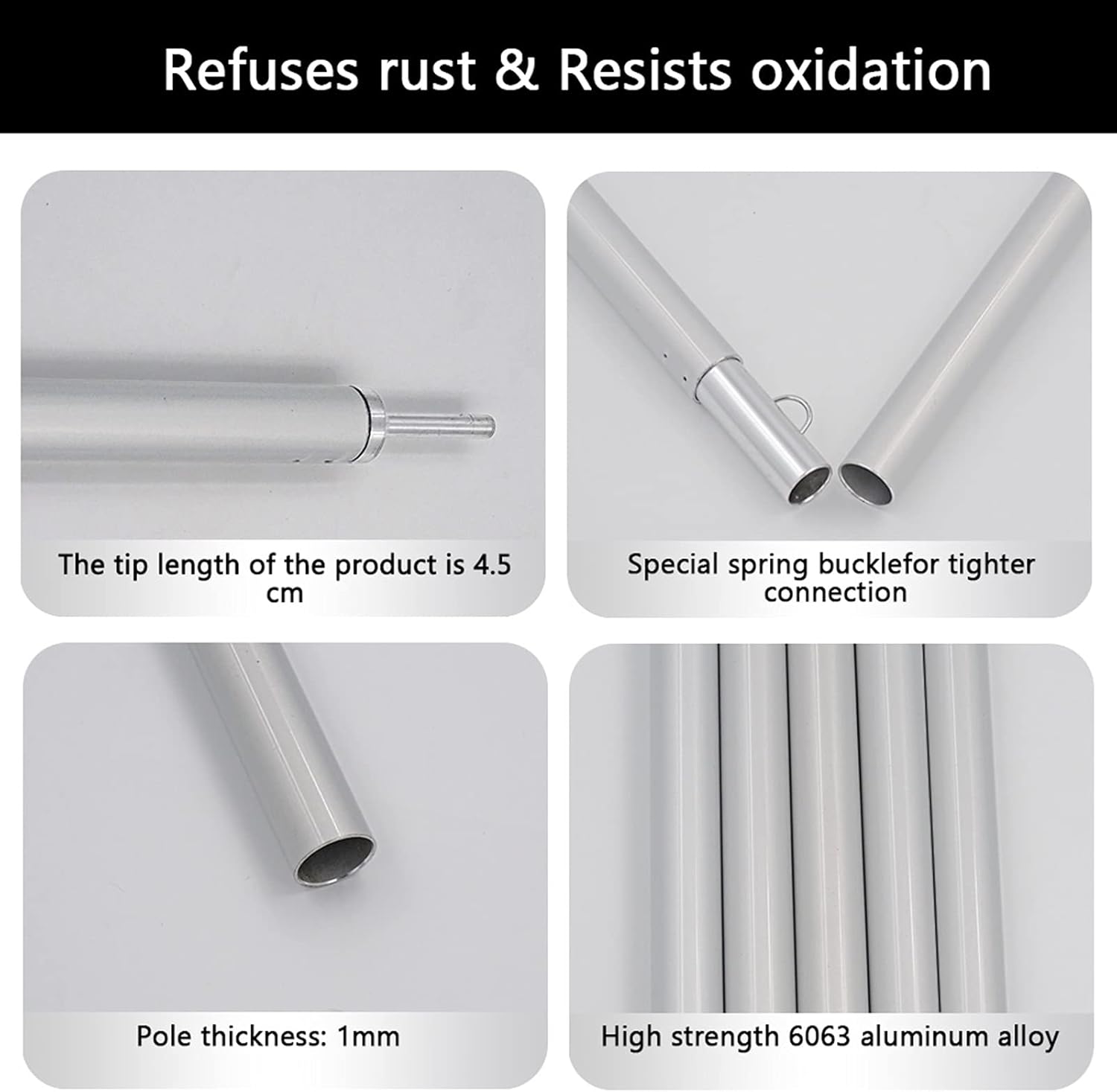 調節可能なアルミニウムキャンプテントポール、収納バッグ付き超軽量コンパクトサポートロッド、キャンプオーニングシェルターキャノピー用(