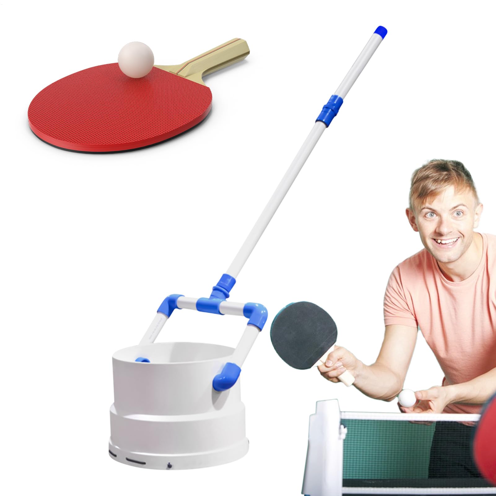 Maciun Recogedor de pelotas de tenis, recuperador de tenis de mesa, recogedor de almacenamiento ajustable, portátil, accesorio de entrenamiento deportivo para patio trasero