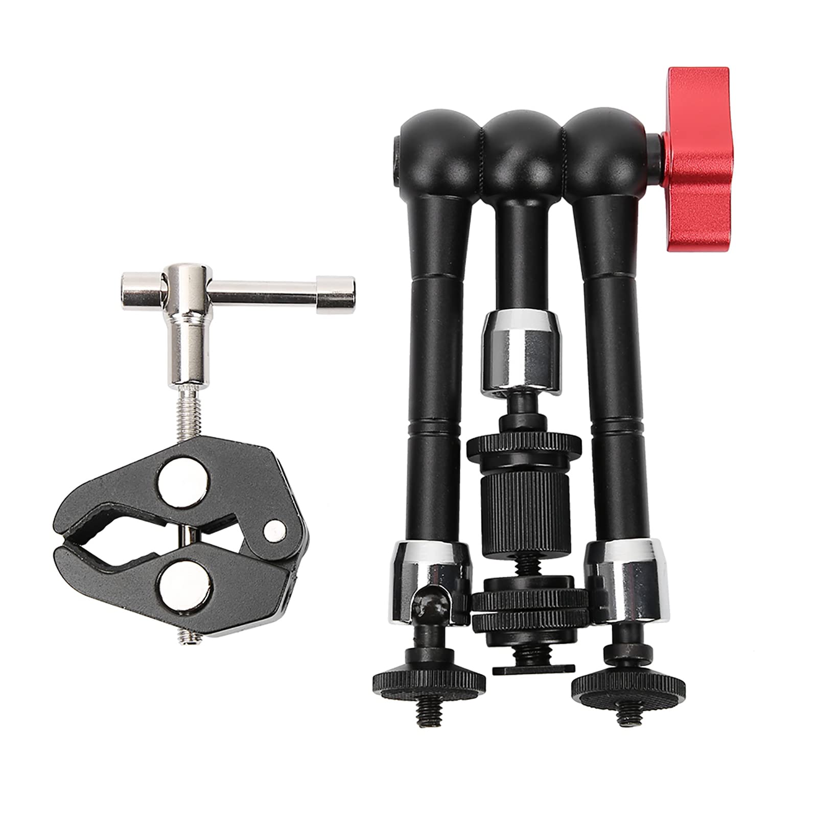 11" Articulating Friction Magic Arm with Clamp for SLR Cameras, Microphone and Monitor, Aluminum Alloy Camera Magic Arm with 360° Ball Head and 1/4" Screw for Studio or Outdoor Use