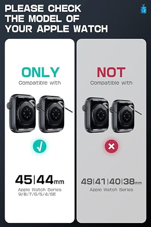 SUPCASE for Apple Watch 9/8/7/6/5/4/SE 45/44mm Case with Band (Unicorn Beetle Pro), [Anti-Scratch] [Bumper Protector] Rugged Men Cover with Adjustable Strap Band for iWatch SE 3/2/1, Black