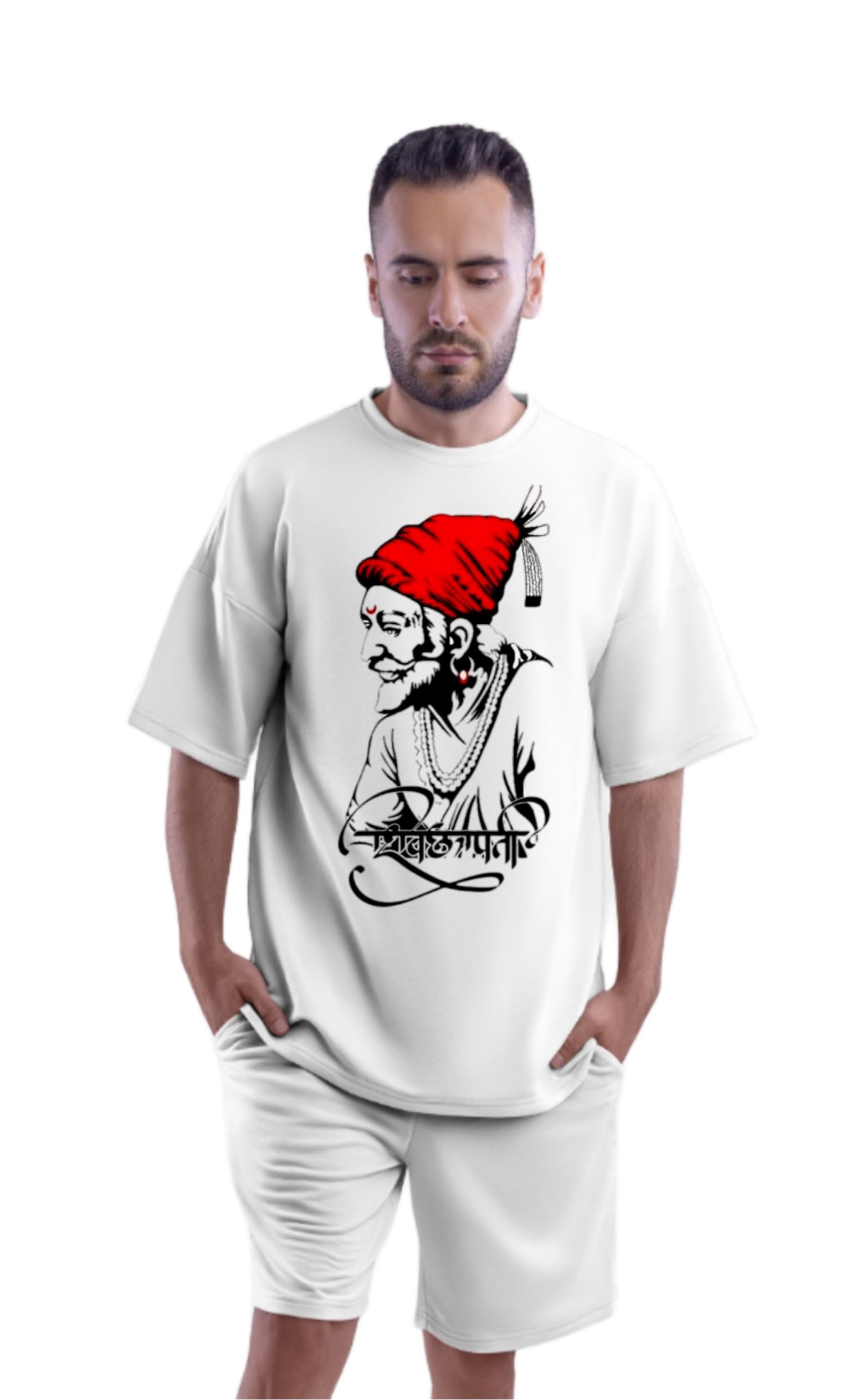 Be CrazyHanuman Oversized T-Shirt for Men-M White Colour Cotton T-Shirt for Men Round Neck T-Shirt