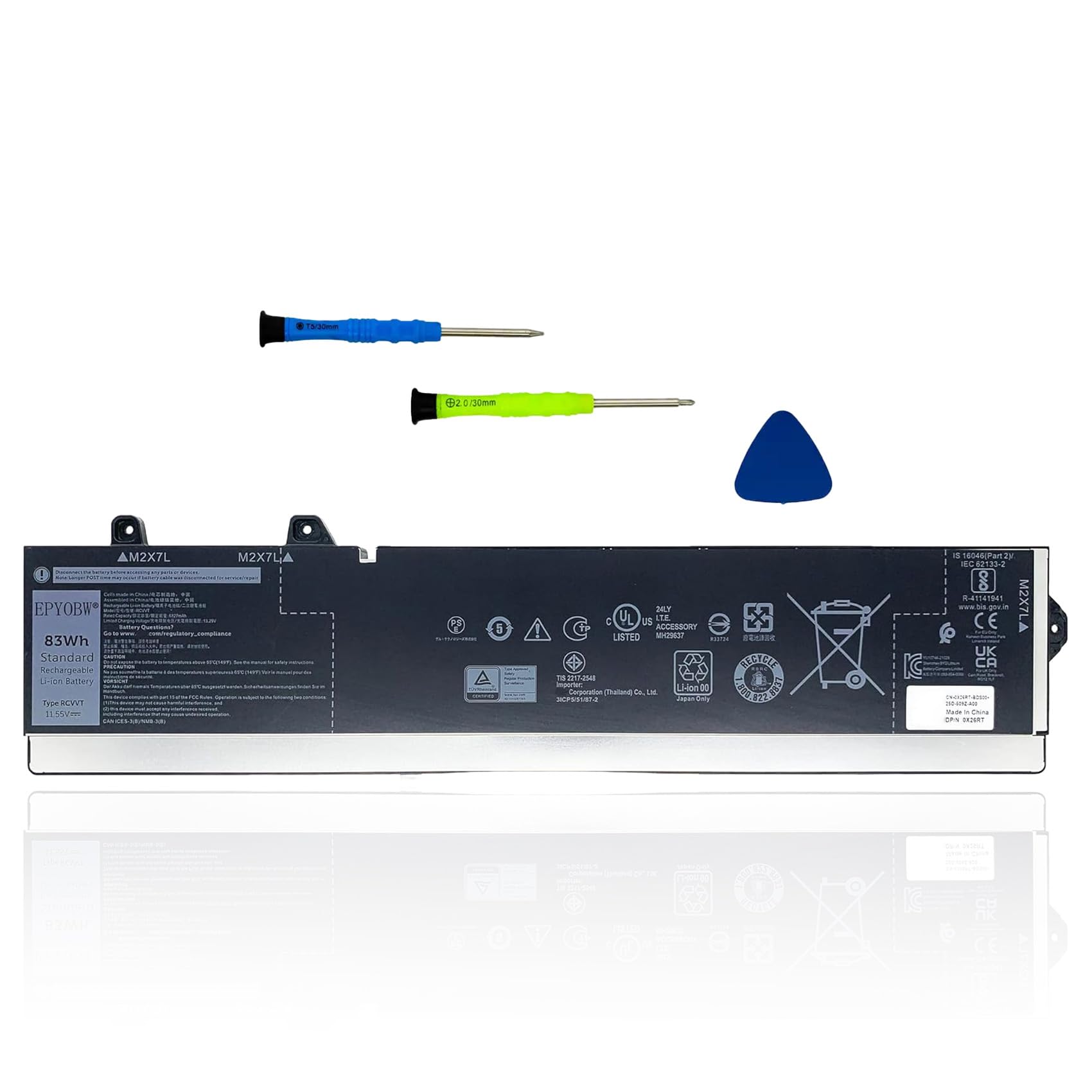 Amazon.com: EPYOBW RCVVT Laptop Battery 83Wh 6827mAh 6-Cell 11.55V