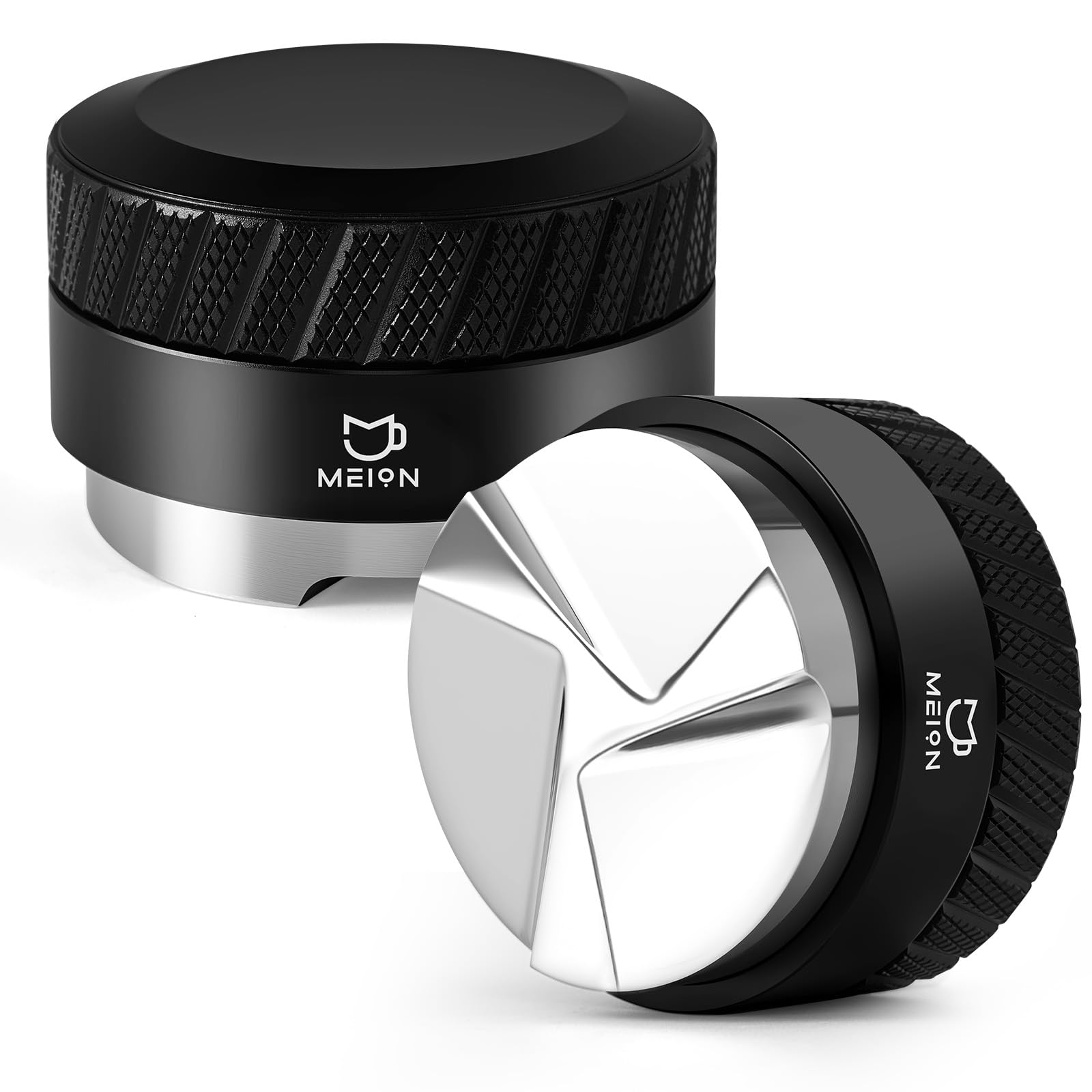 MEION 58.5mm Coffee Distributor, Gravity Adaptive Espresso Leveler Compatible with 58mm Portafilter, Espresso Distributor with Non-Slip Grip & 304 Stainless Steel Base for Barista (Balck, 58.5mm)