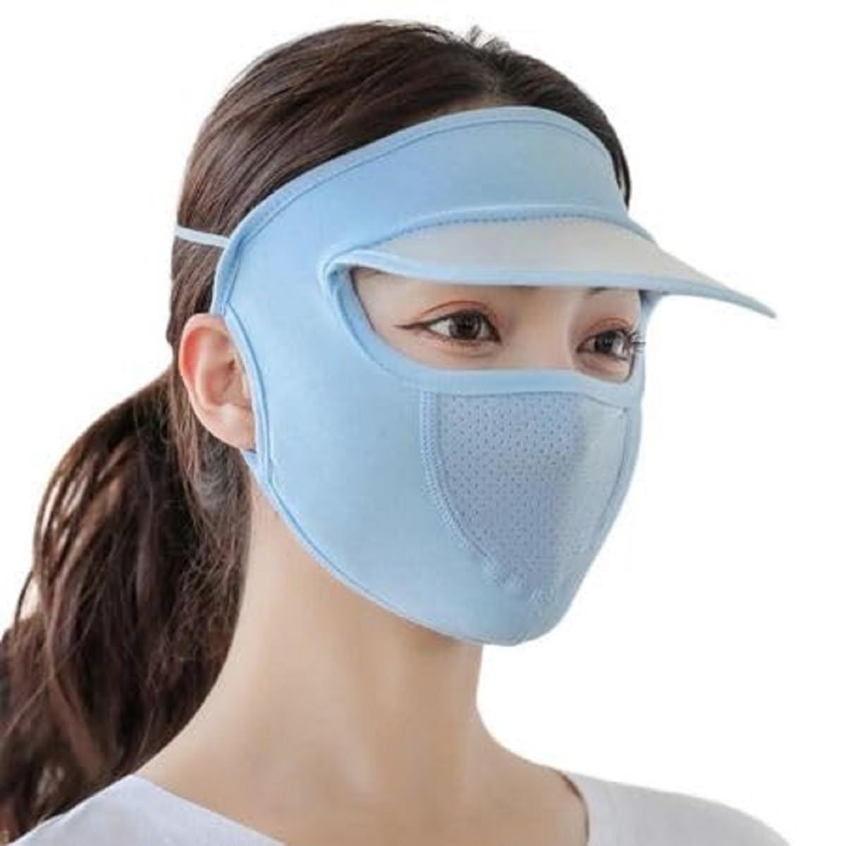Summer Protection Women Cap with Mask/Outdoor Cycling UV Sun Protection Block Hat Protection Face Cover Scarf Mask with Cap (Multicolour)-image-15