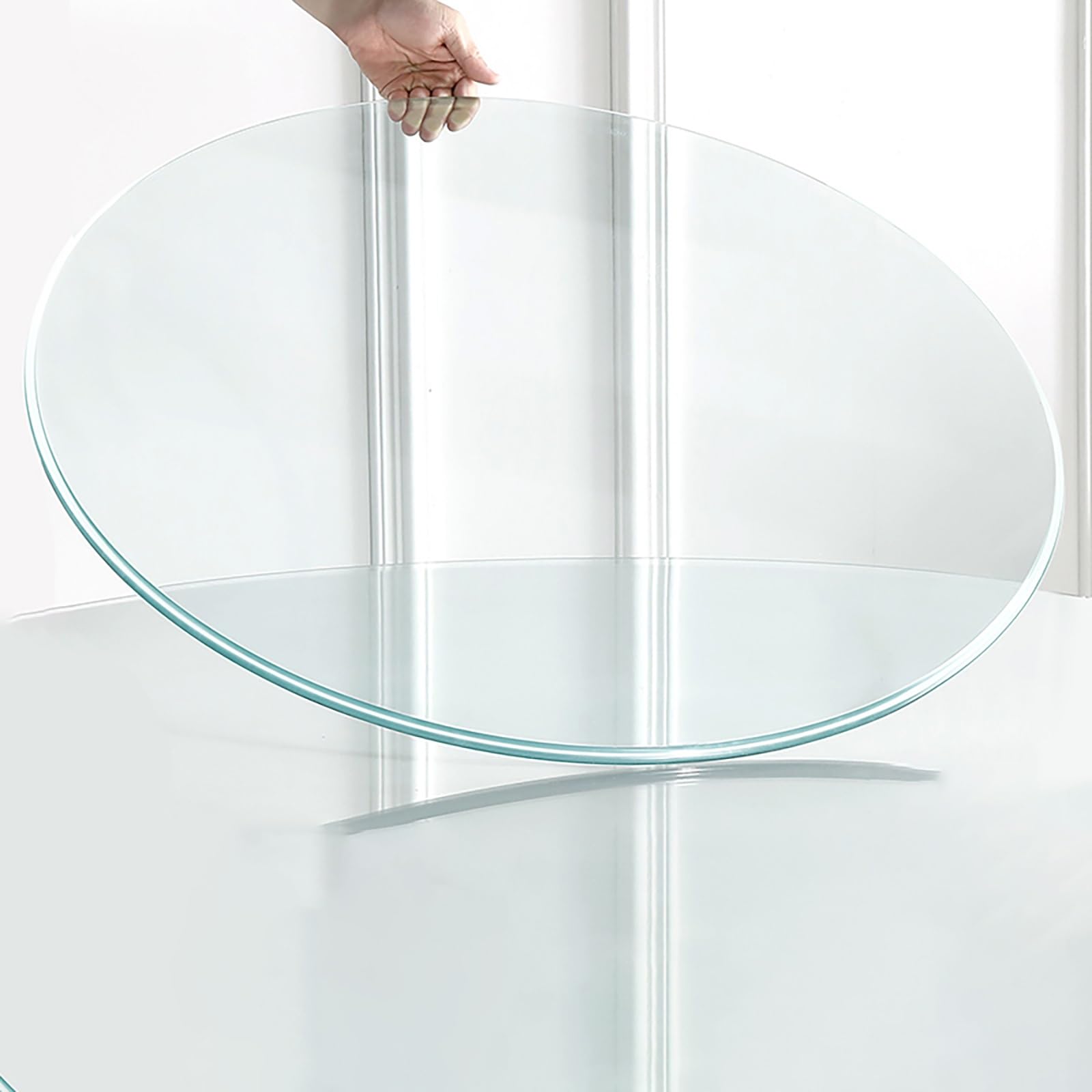 Plateau De Table Rond En Verre Trempé – Diamètre 38 à 100 Cm – Bords Polis, Transparent, Pour Salon, Terrasse, Bureau - 3