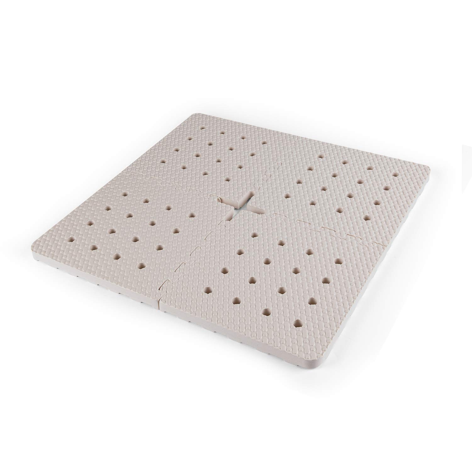 BOWERBIRD Original Anti-Fatigue Shower Stall Mat - Extra Thick and Soft Foam Material Comfortably Cushions Your Feet - Square - 4 Interlocking Tiles