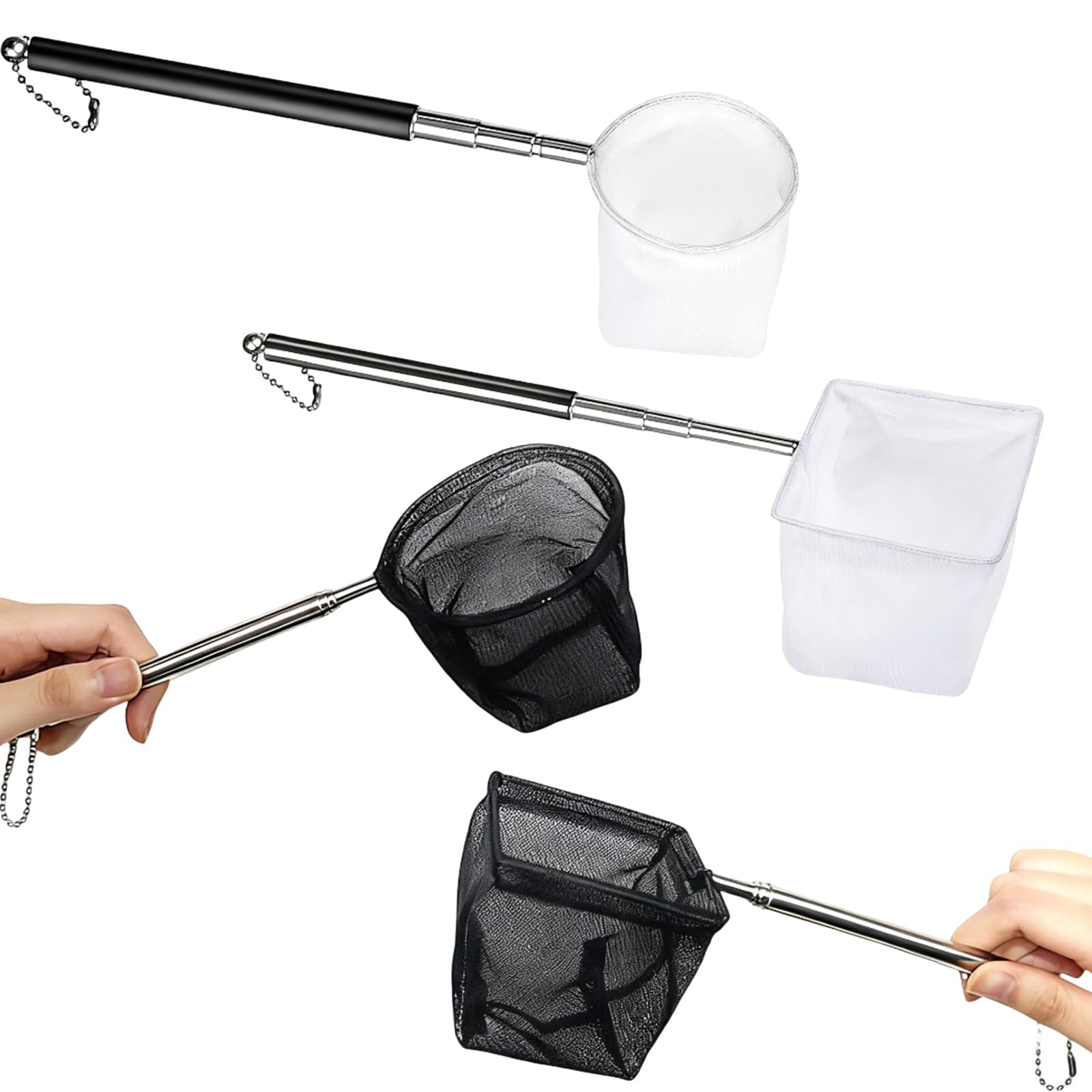 ‌4-Pack Durable Aquarium Fish Nets - Small Tank & Pond Cleaning Nets for Kids/Adults (10" & 12" Sizes, Multi-Purpose Use
