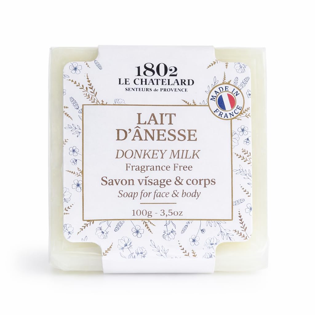 LeChatelard 1802 French Natural Donkey Milk Enriched Soap Bar for Face & Body 100g – Handmade Marseille Bath Soap with Sweet Almond Oil, Rich Creamy Gentle Cleanser, Palm Oil Free Soap-image-46