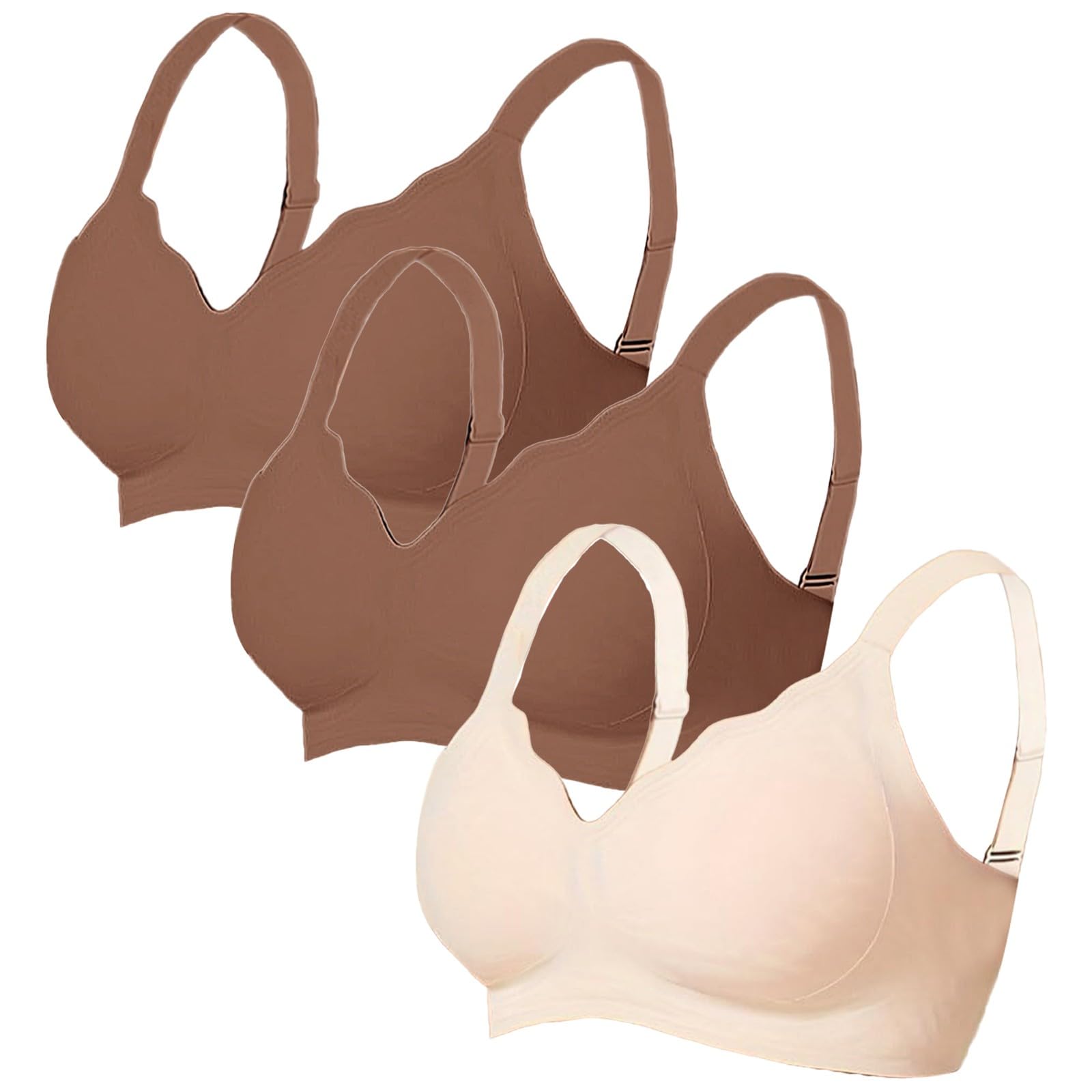 3er Pack Sport BH Set Damen Ohne Bügel Push Up Starker Halt