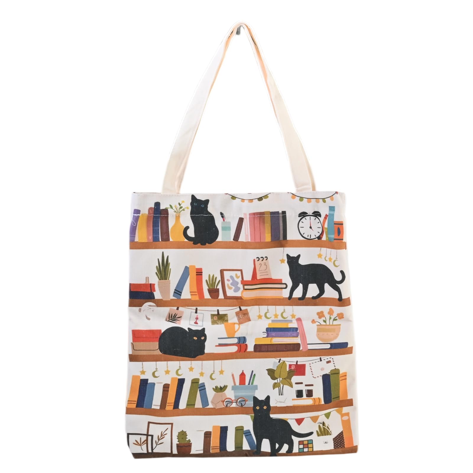 Kaiyzo Bolsa Tela con Bolsillo Interior Tote Bag Personalizada Duffle Bag Mujer con Cremallera Bolsa de Compra Estampada Regalo para Amantes de los Gatos