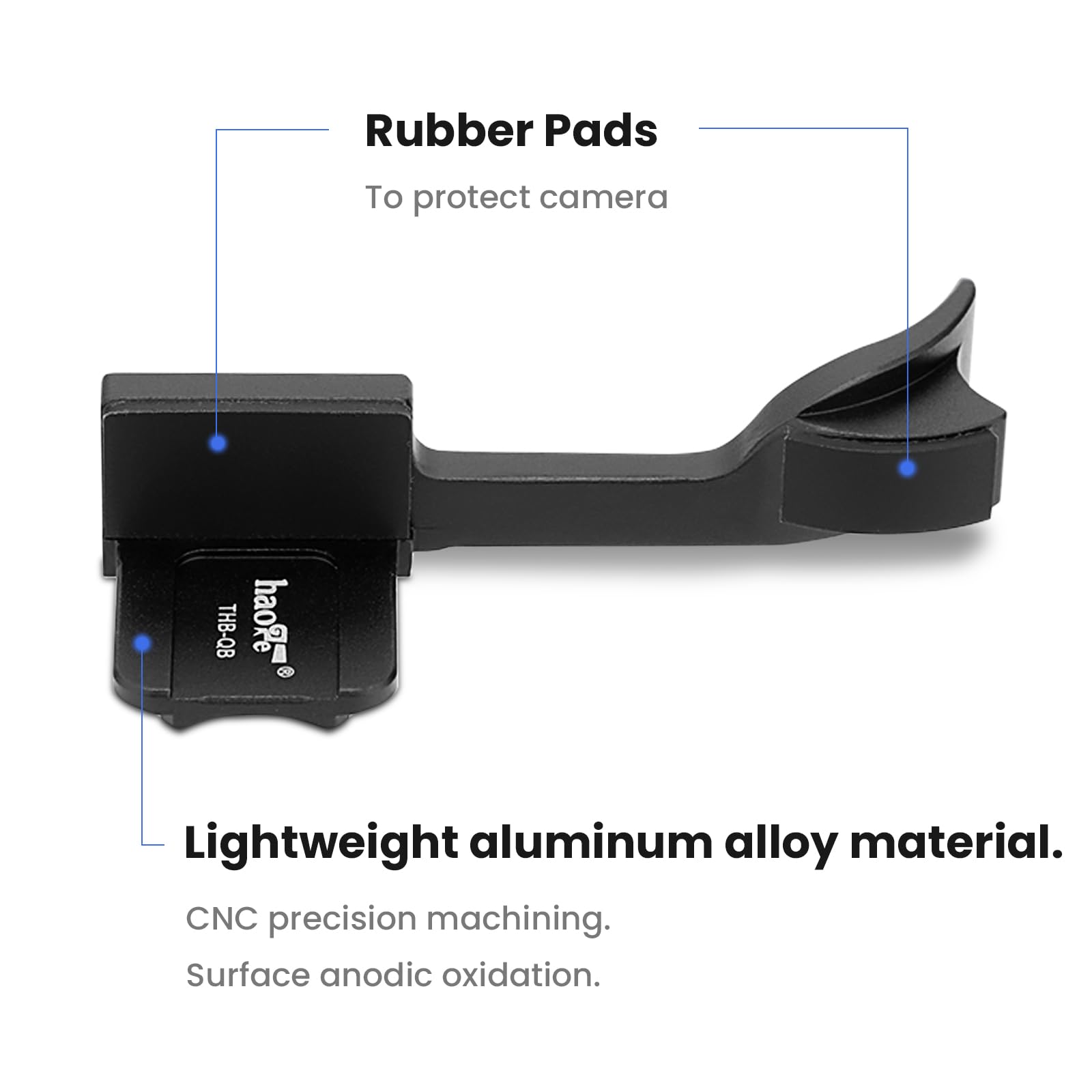 Haoge Metal Thumbs Up Hand Grip for Leica Q2 Camera Black THB-QB Hot Shoe Thumb Up Rest