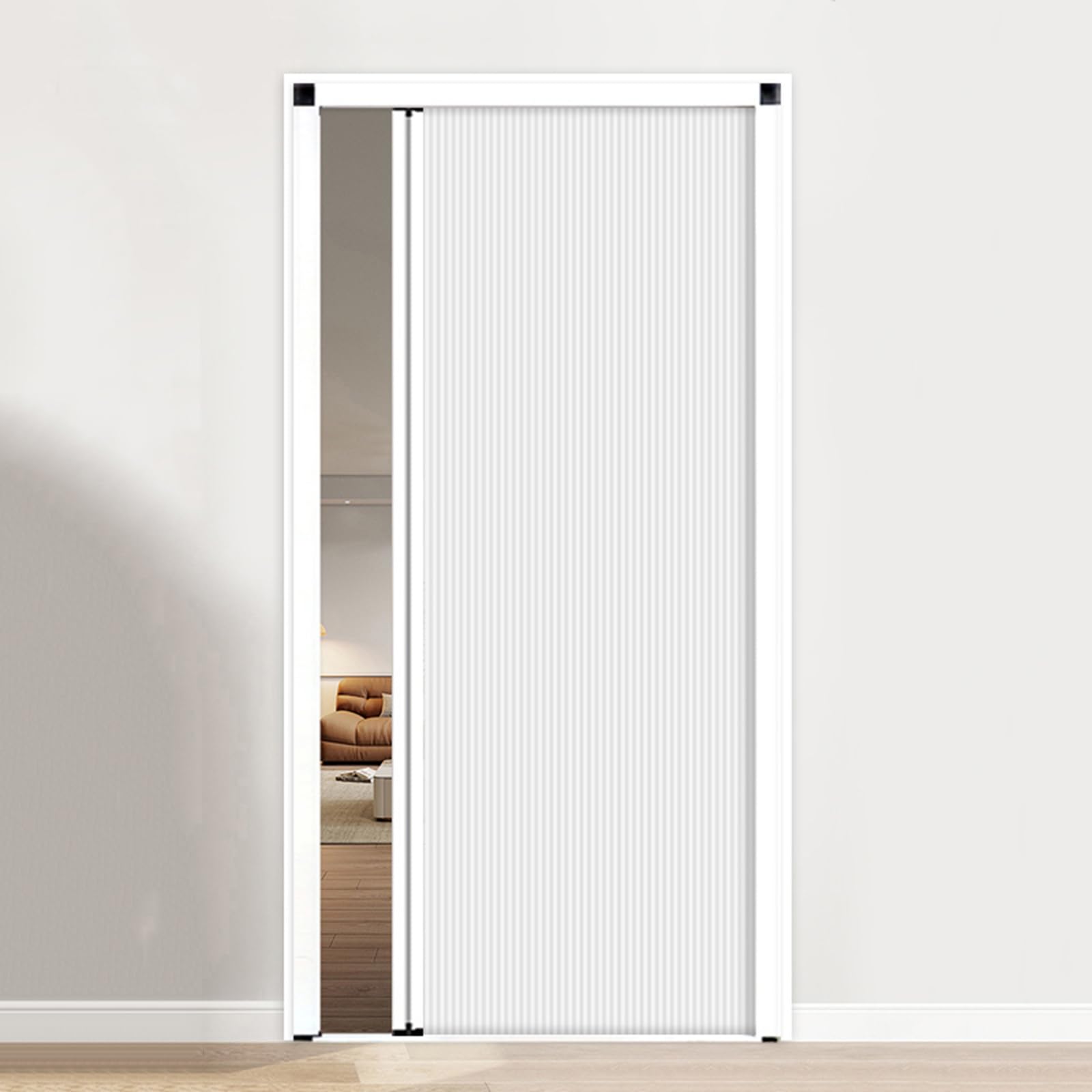 Concertina Door, Folding Accordion Door, Room Divider Gate, with Handle, Upper/Lower Rail, for Utility Room/Bedroom/Kitchen(White-W×H:60×180cm)
