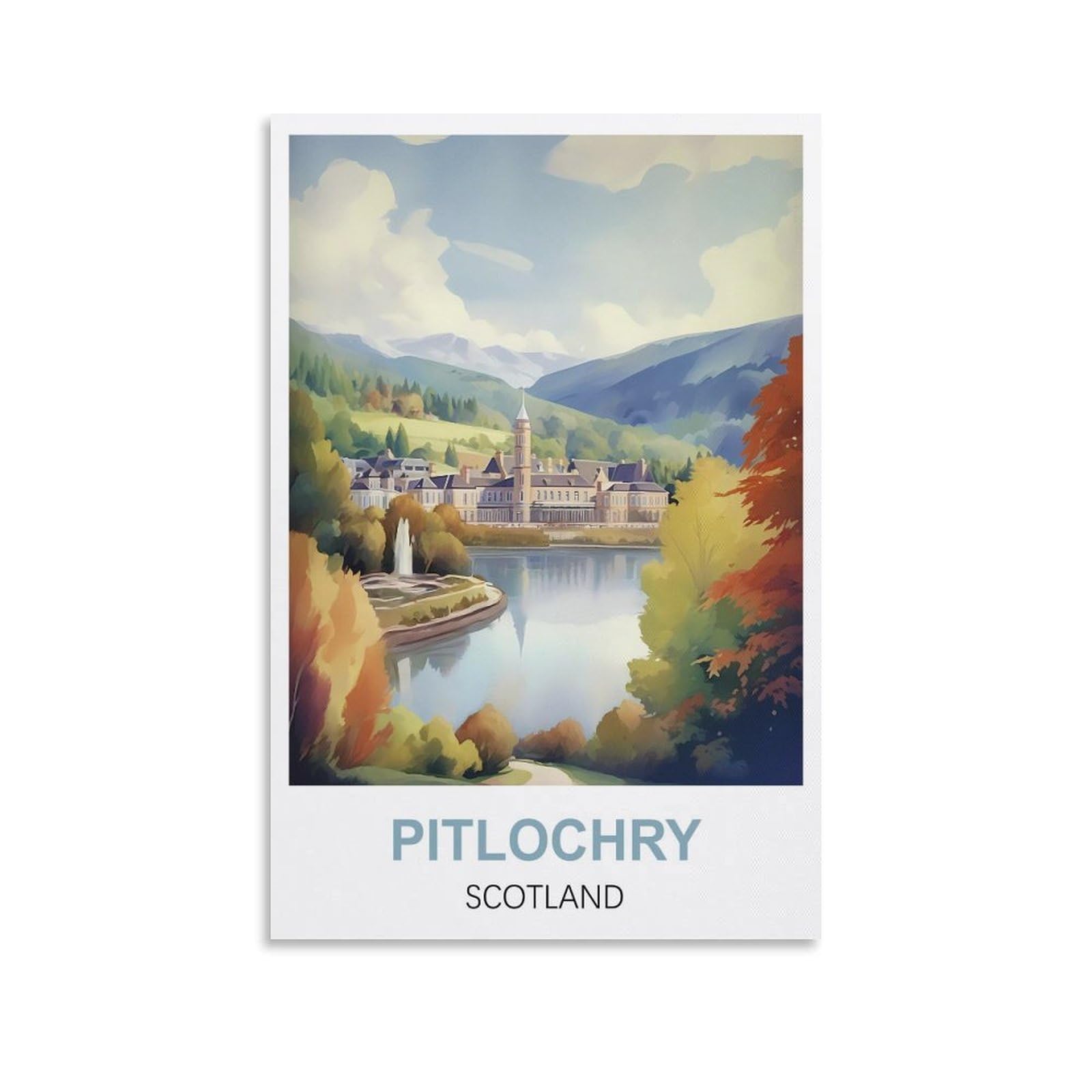 Ezmlfa A297 Diy Painting By Number Kits Pitlochry Scotland For Adults Beginner Canvas Acrylic Arts Craft For Home Wall Decor Drawing 30X40cm