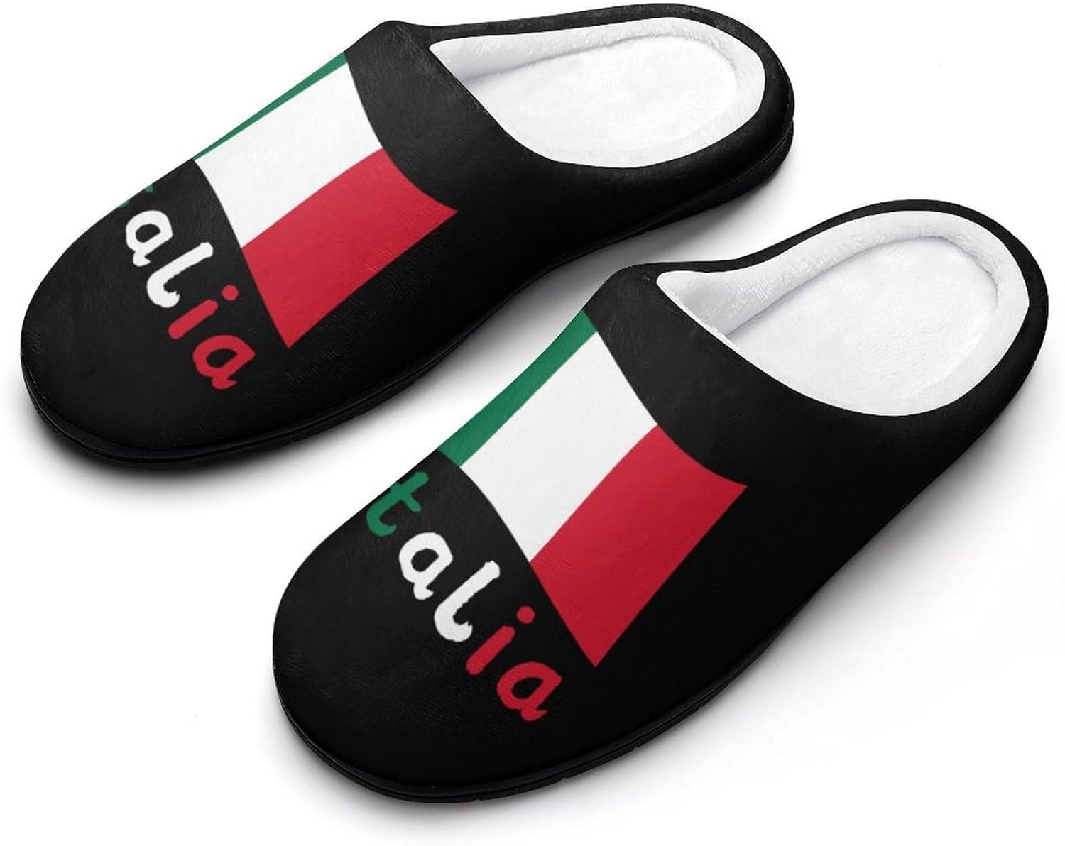 Italian Flag Women's House Slippers Memory Foam Warm Shoes Spa Rubber Sole Indoor Outdoor