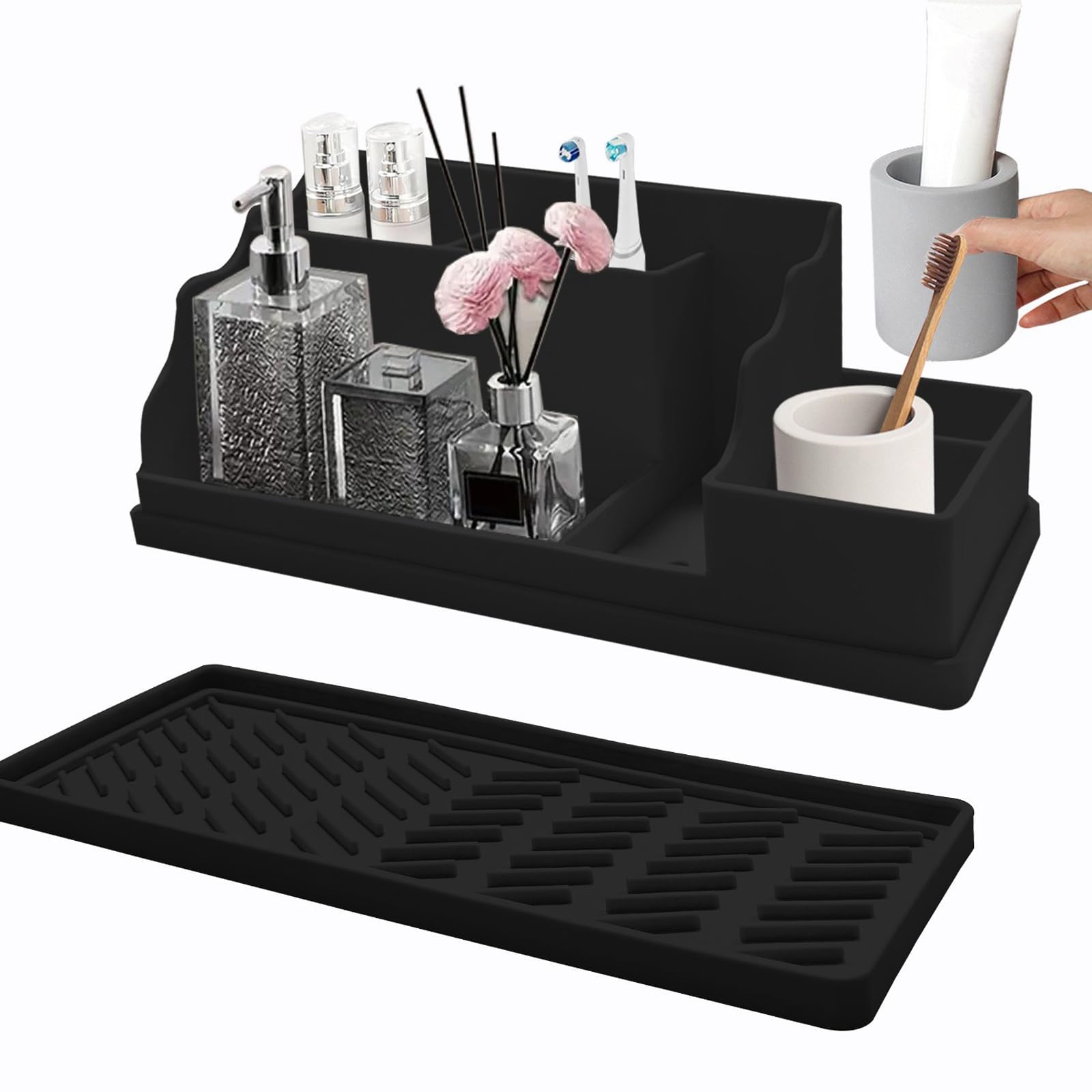 EXQIOUR Adhesive Cosmetic Keeper for Vanity Arranges Brushes Skincare Space Saving Modern Look Cosmetic Planner
