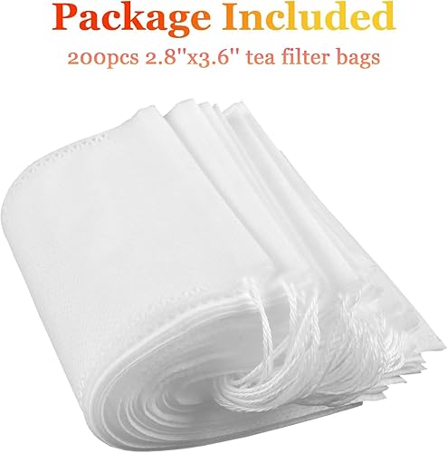 Miniatura 7 de Yzurbu 200 bolsas de filtro de té, bolsas de té vacías de 2.8 x 3.6 pulgadas con cordón para té de hojas sueltas, té caliente, té helado y café frío
