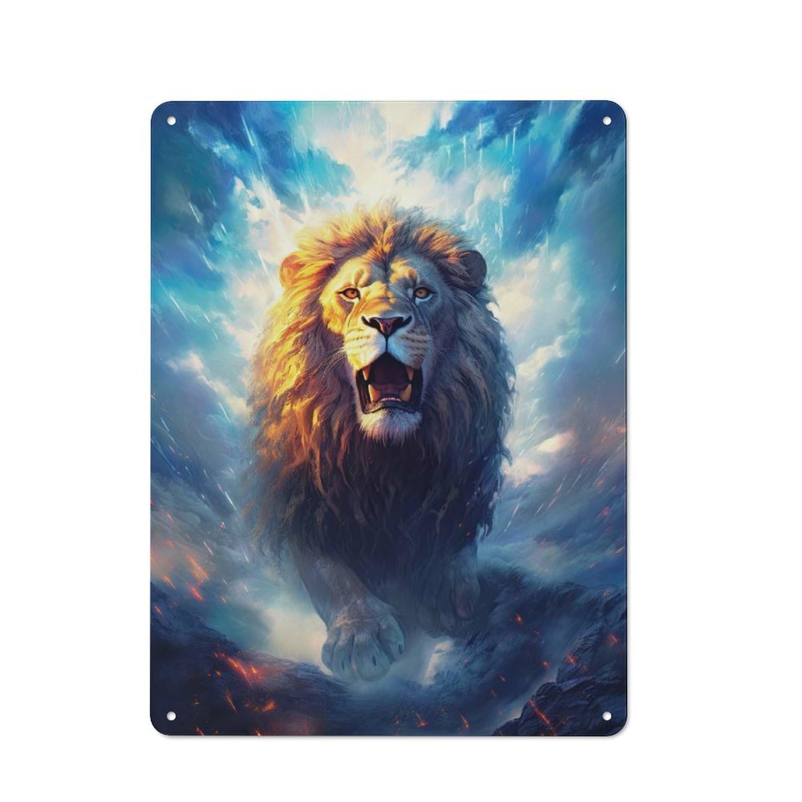 Lion Roar Metal Wall Plaque 40x30cm, Everyday Small Space Decor for Flat, Dorm Room, Lounge Or Cafe