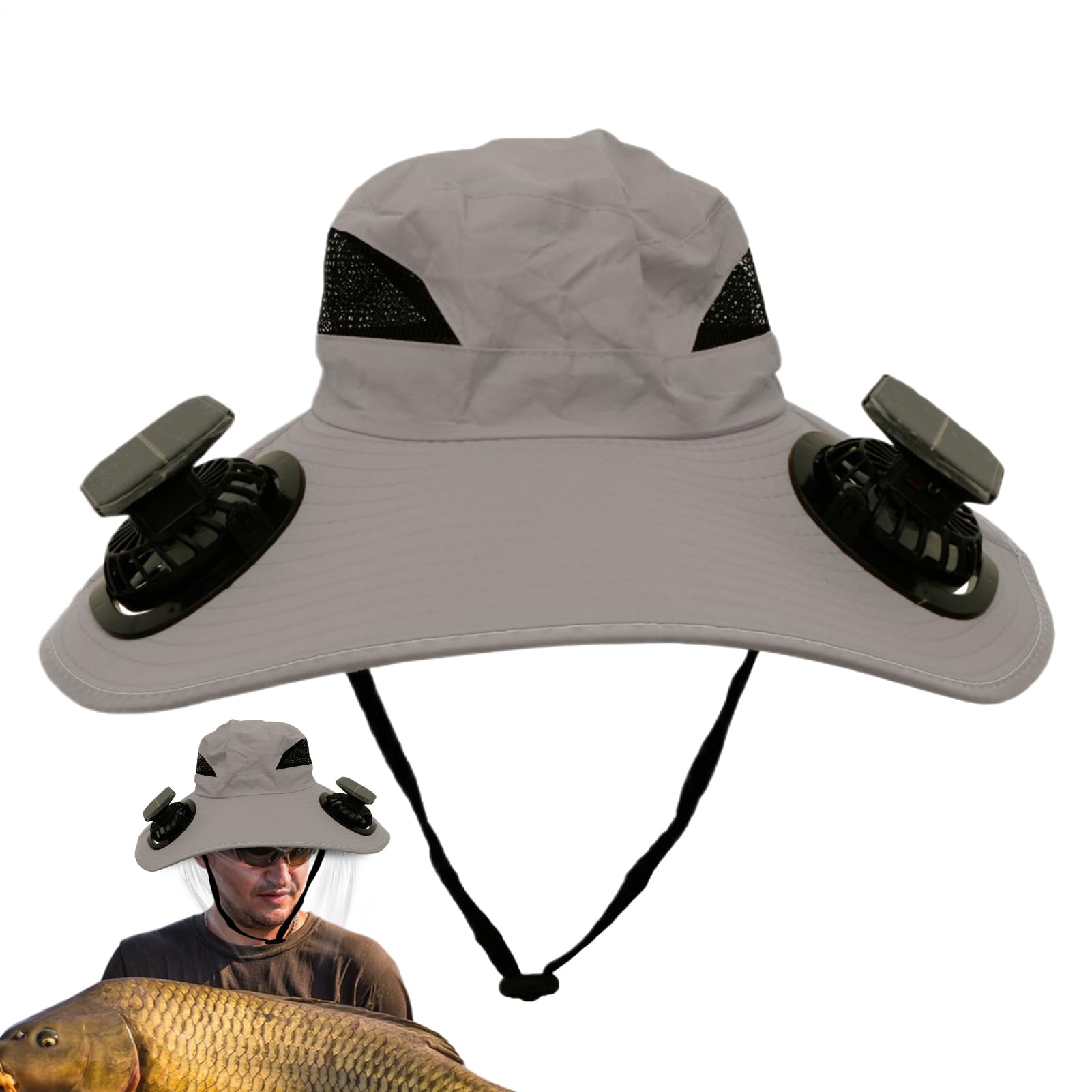 Cappello Ventilatore Solare Cappello a Secchiello Traspirante Impermeabile | Copricapo a Secchiello Rinfrescante Portatile Traspirante con Protezione Solare per Viaggi Escursioni Sport Campeg