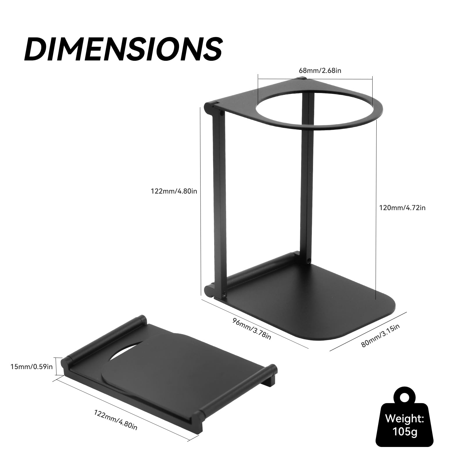 Soporte plegable para cafetera de viaje y espresso portátil, base negra para oficina hogar camping