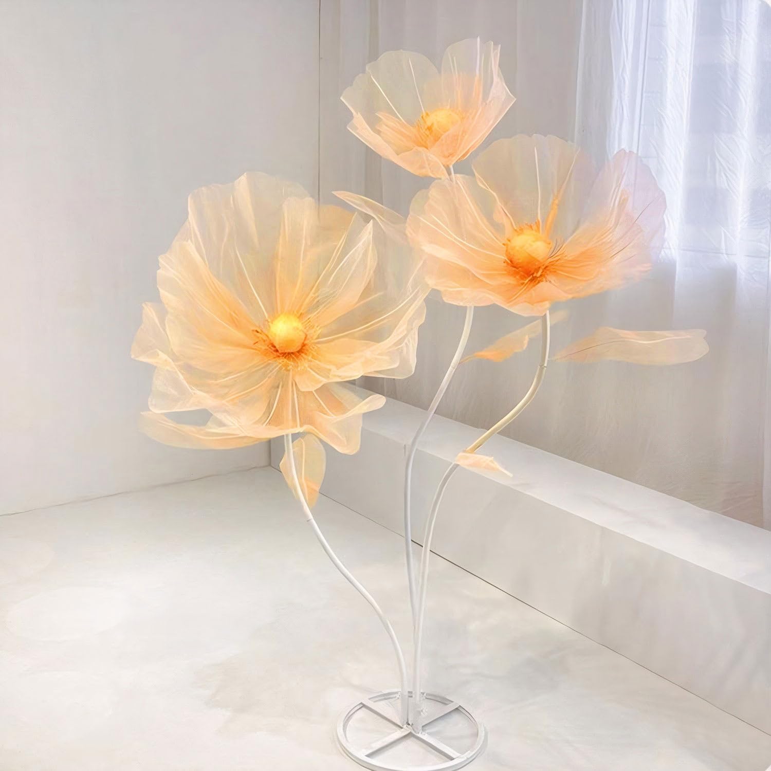 Giant Flowers for Decoration,5.64Ft Large Flower Panels for Backdrop,Big Organza Flowers for Wedding,Birthday Party,Home Decor,Photography Props,Mall Display(E-Orange)