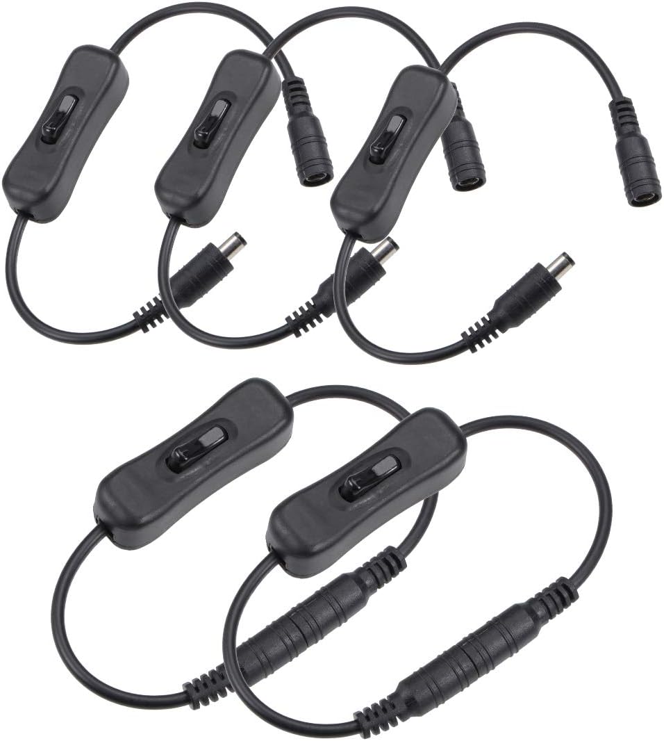 sourcing map DC 12V Inline Rocker On/Off Switch with 5.5 x 2.1mm DC ...