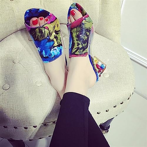 TOSOFT Summer Shoes For Women Sandals Candy Colours Mid-Heeled Slides Slippers Dress Sandals Party Shoes With Block Heel2